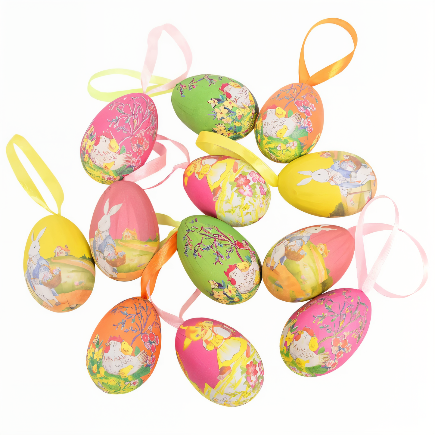 Faux Ostereier - 12 Stück Bunte Künstliche Eier Hängende Osterdekoration