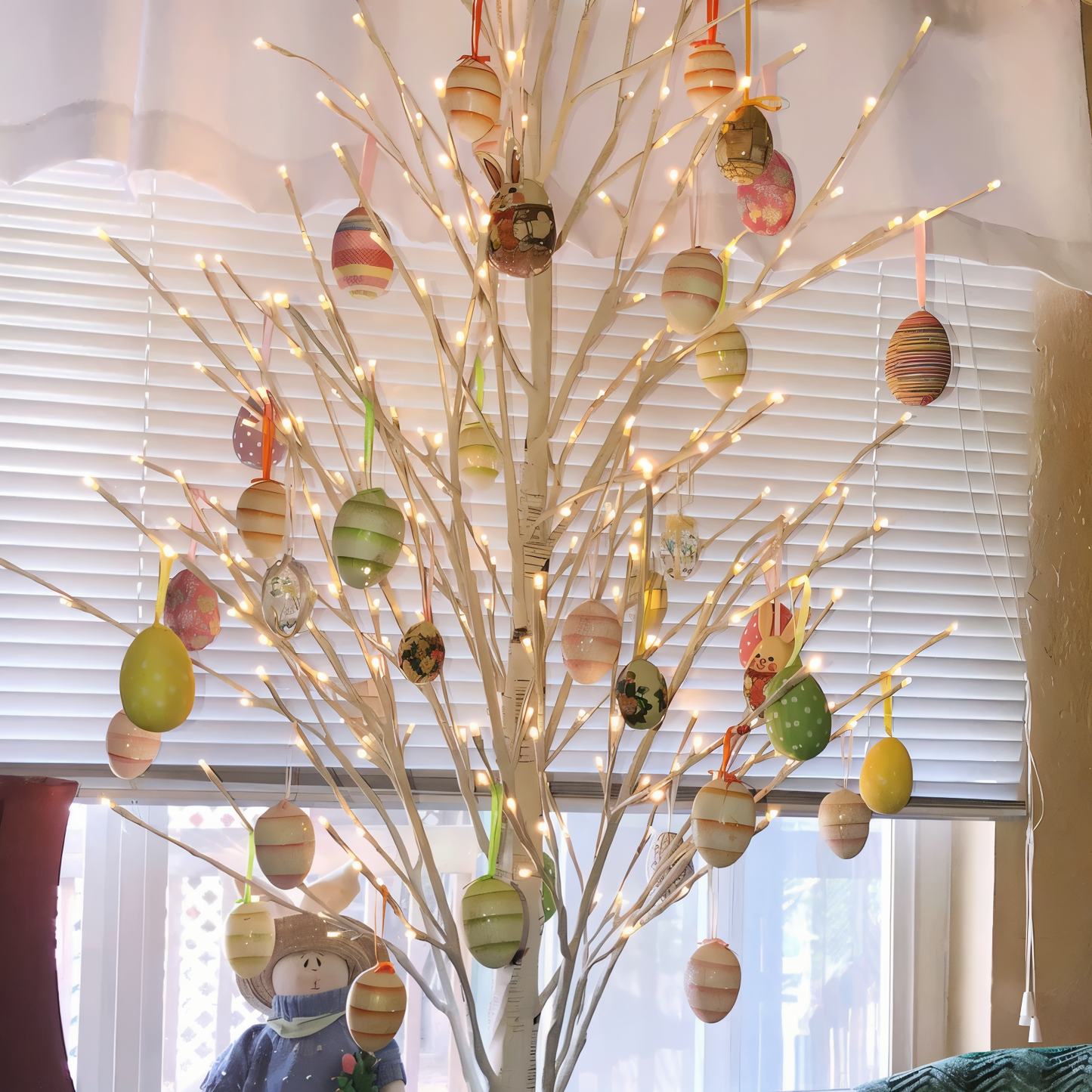 Faux Ostereier - 12 Stück Bunte Künstliche Eier Hängende Osterdekoration
