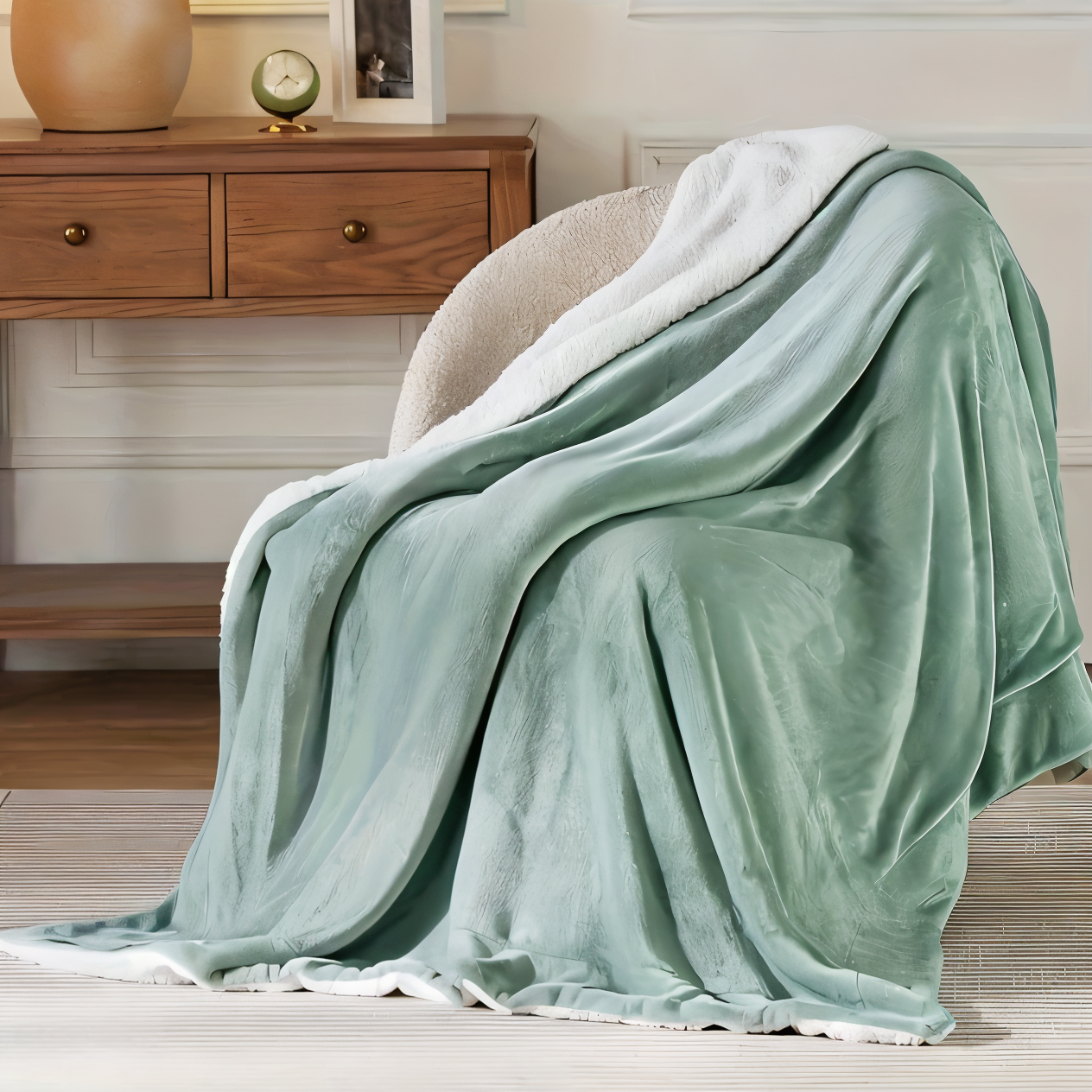 Fleecy Plaid - Dicke & Flauschige Flanell Sherpa Fleece Decke