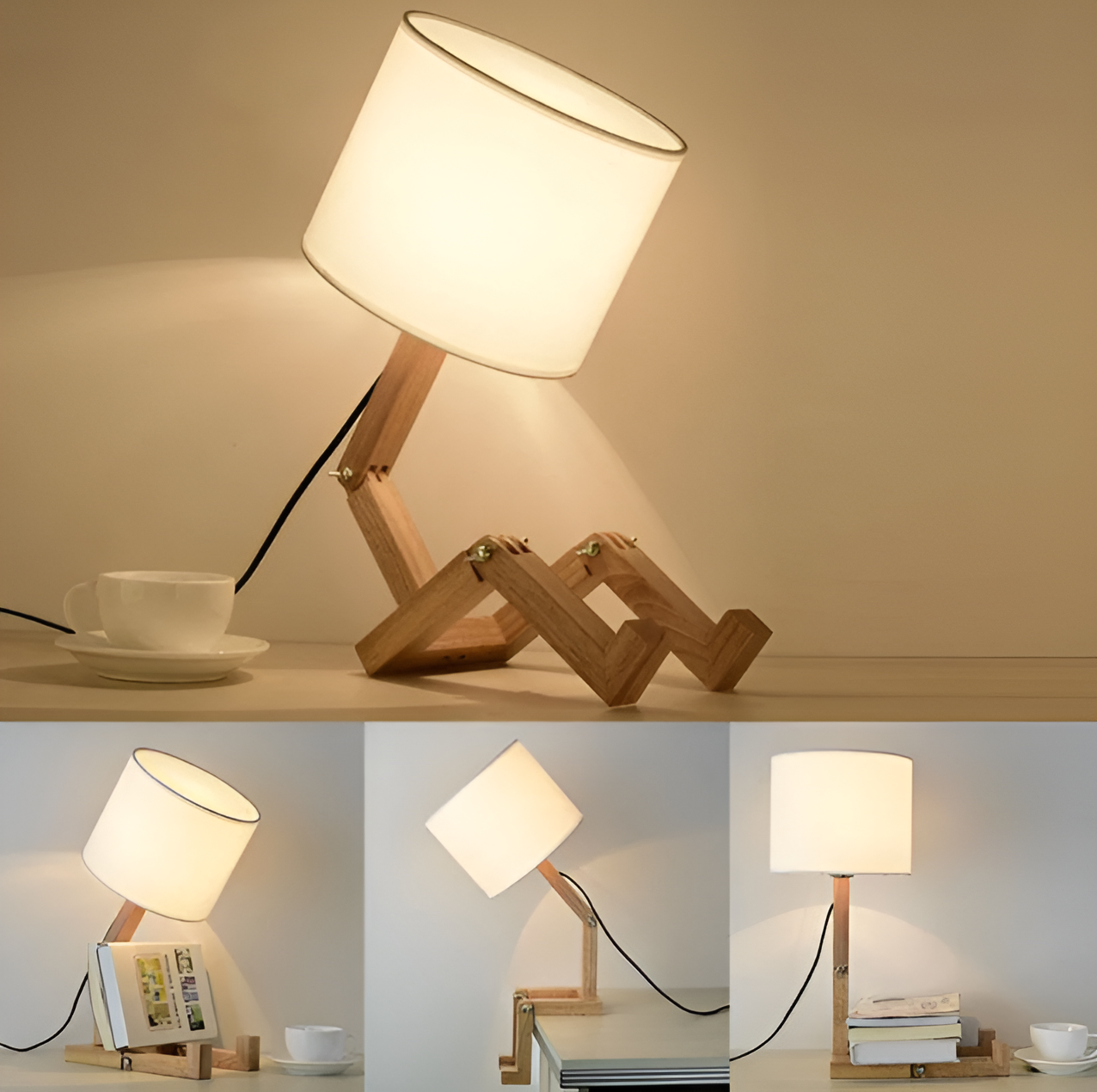 FlexiWood – Einzigartige verstellbare Tischlampe mit natürlichen Holzakzenten
