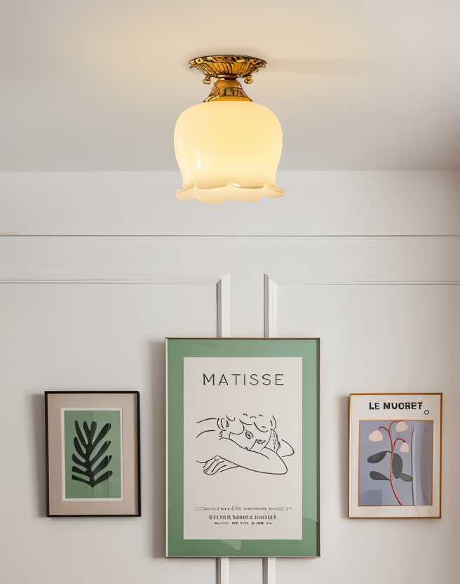 FlourishGlo Deckenleuchte - Dekorative Vintage Harz Blume geformte LED Deckenleuchte