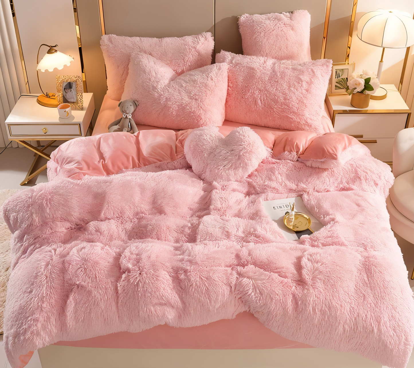FlufFur Bettwäsche - Ultra Flauschige Fleece Bettdecke - Atmungsaktive Bettwäsche Set