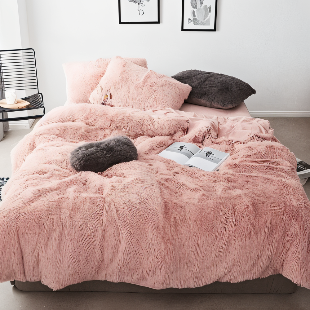 FlufFur Bettwäsche - Ultra Flauschige Fleece Bettdecke - Atmungsaktive Bettwäsche Set