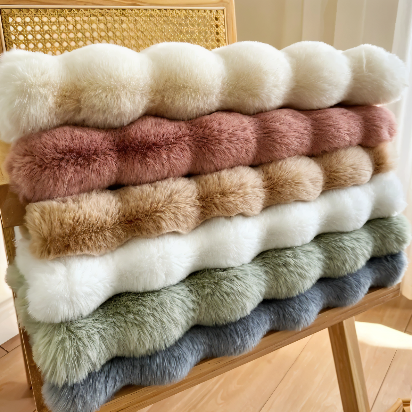 FluffCush Teppich - Flauschiger Premium-Fleece, Rutschfest, Runde Dekorationsmatte