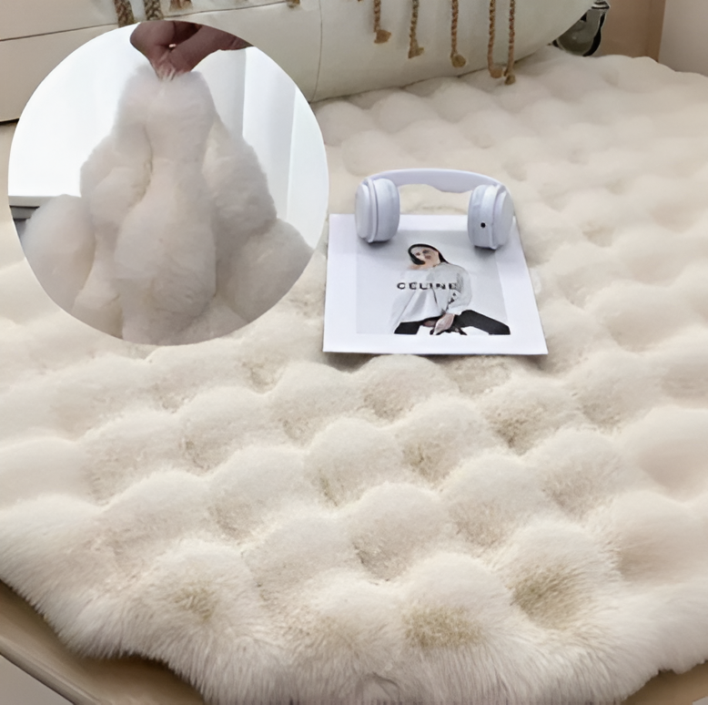 FluffCush Teppich - Flauschiger Premium-Fleece, Rutschfest, Runde Dekorationsmatte