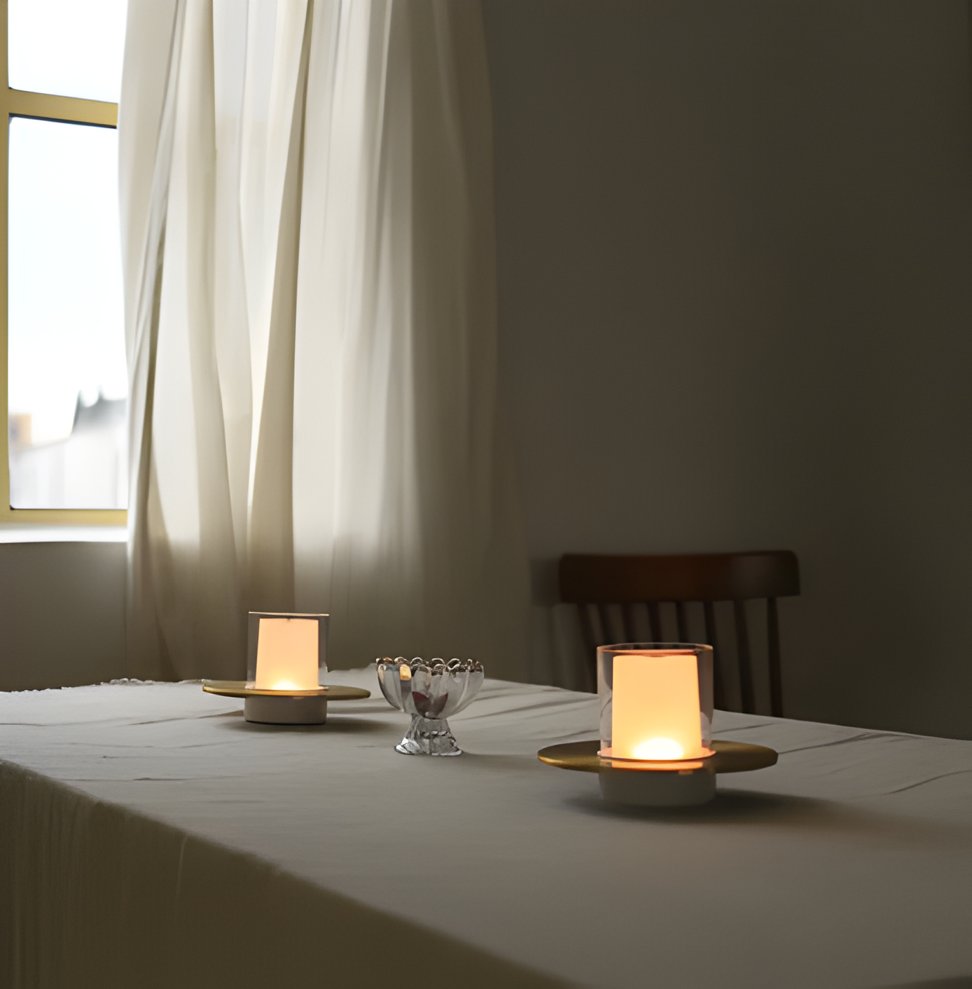 GlowGest Tischlampe - Moderne Wiederaufladbare Zylindrische Kerze LED Schreibtischlampe