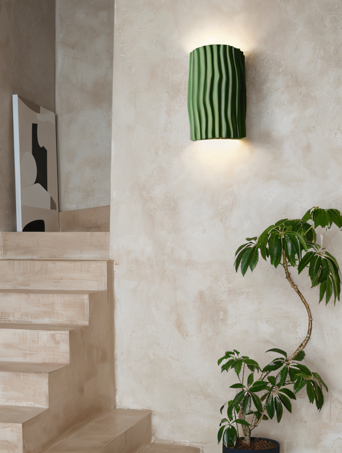 HuePleat Wandleuchte - Curvy Pleated Resin Wandlampe - Up and Down Wandleuchten Geführt
