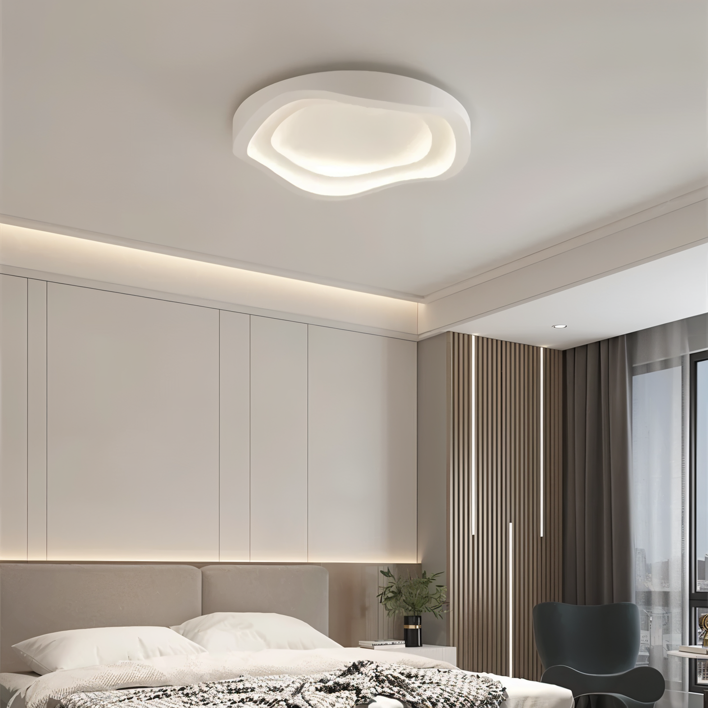Kurvenförmige LED-Deckenleuchte für modernes Zuhause und Büro - Minimalistisches Design