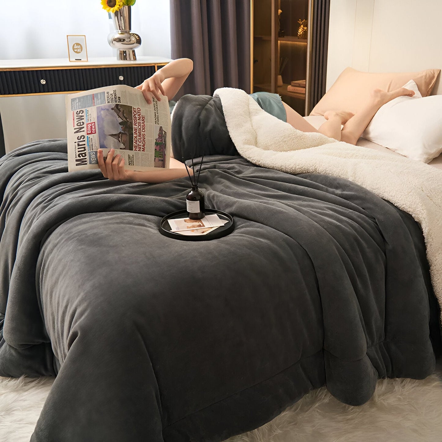 LuxeWarm Bettwäsche - Ultra Plüsch Fleece Wendebettdecke