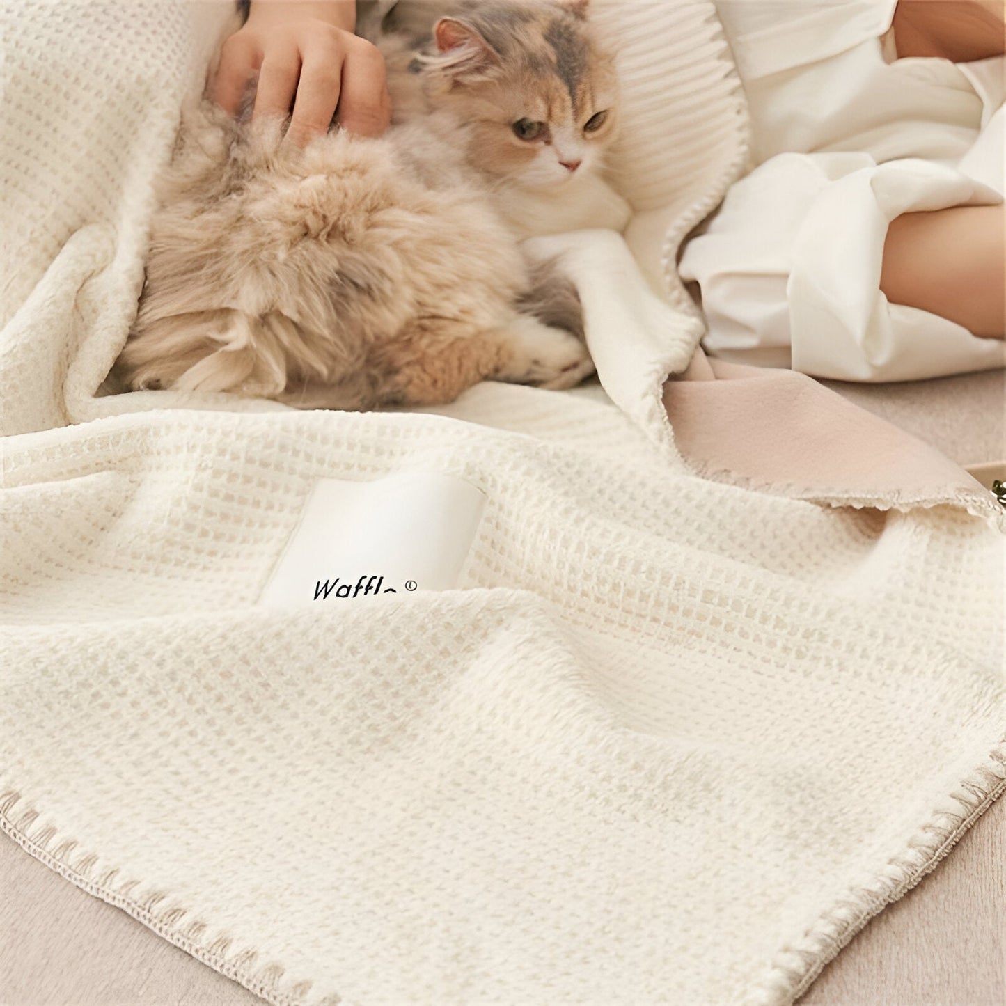 Milky Waffel Plaid - Doppel-lagige Fleece Decke - Hochwertige Polyester Plüschdecke
