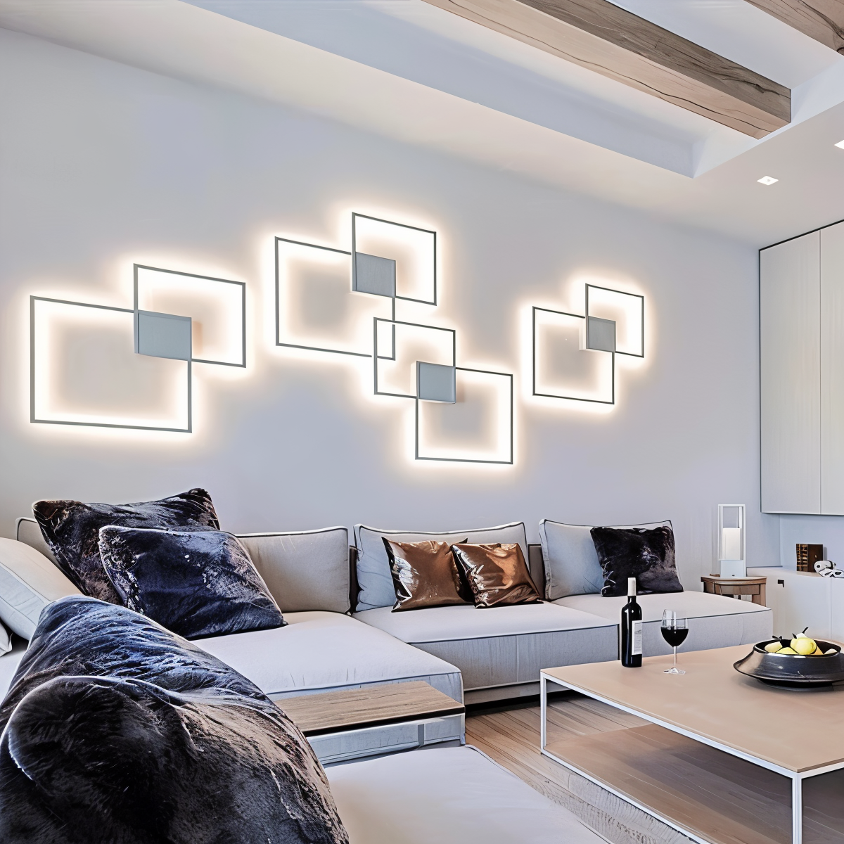 MonoQuad Wandleuchte - Metallic Schwarz Weiß Quadratische LED Wandbeleuchtung