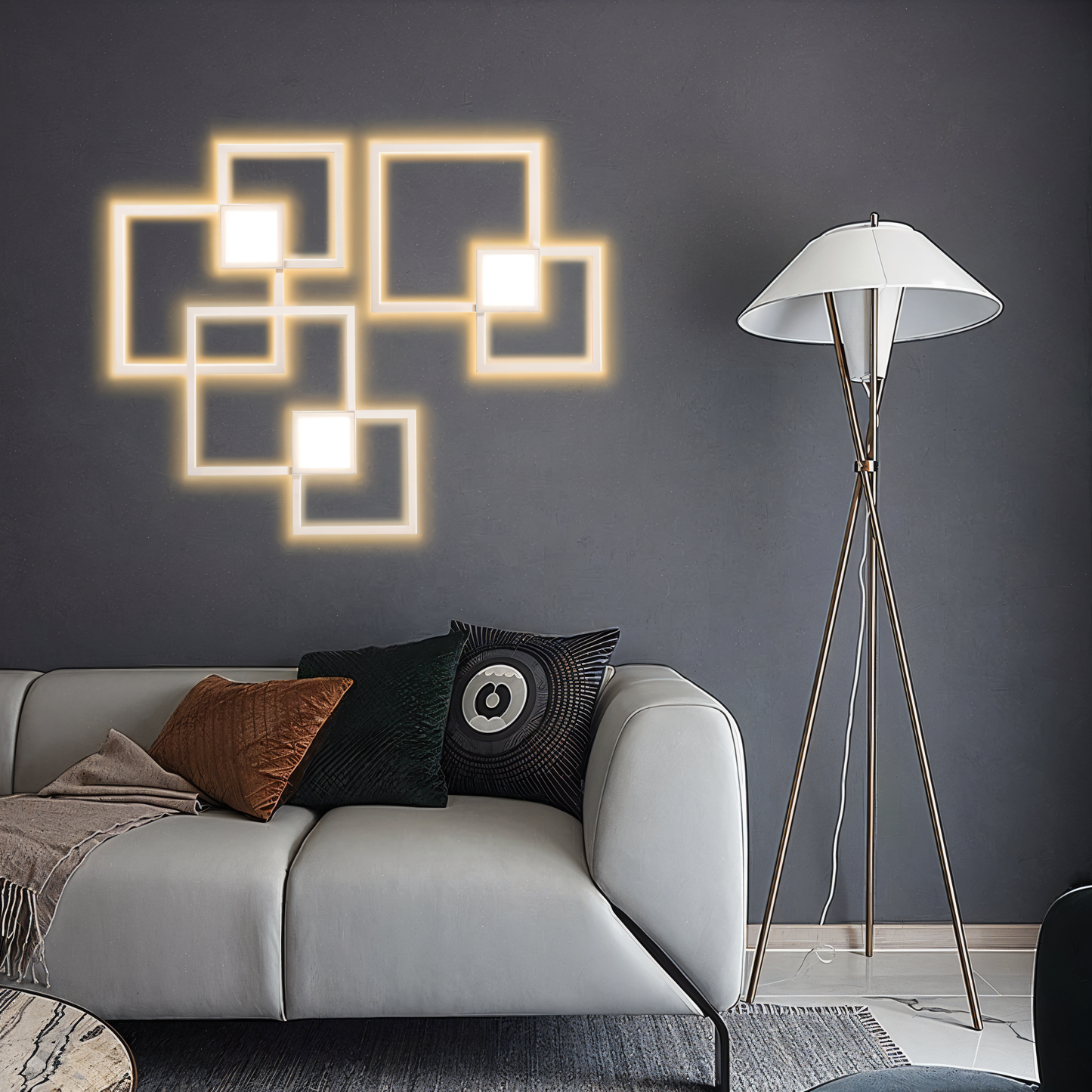 MonoQuad Wandleuchte - Metallic Schwarz Weiß Quadratische LED Wandbeleuchtung