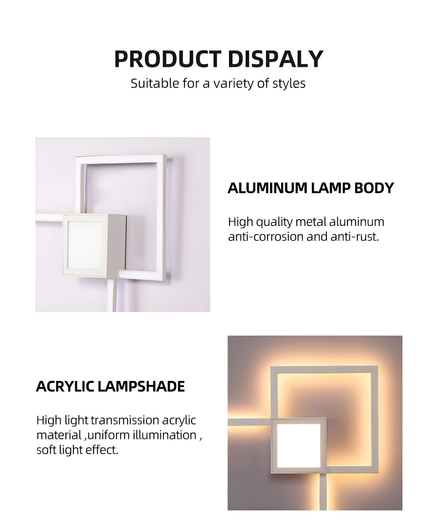 MonoQuad Wandleuchte - Metallic Schwarz Weiß Quadratische LED Wandbeleuchtung
