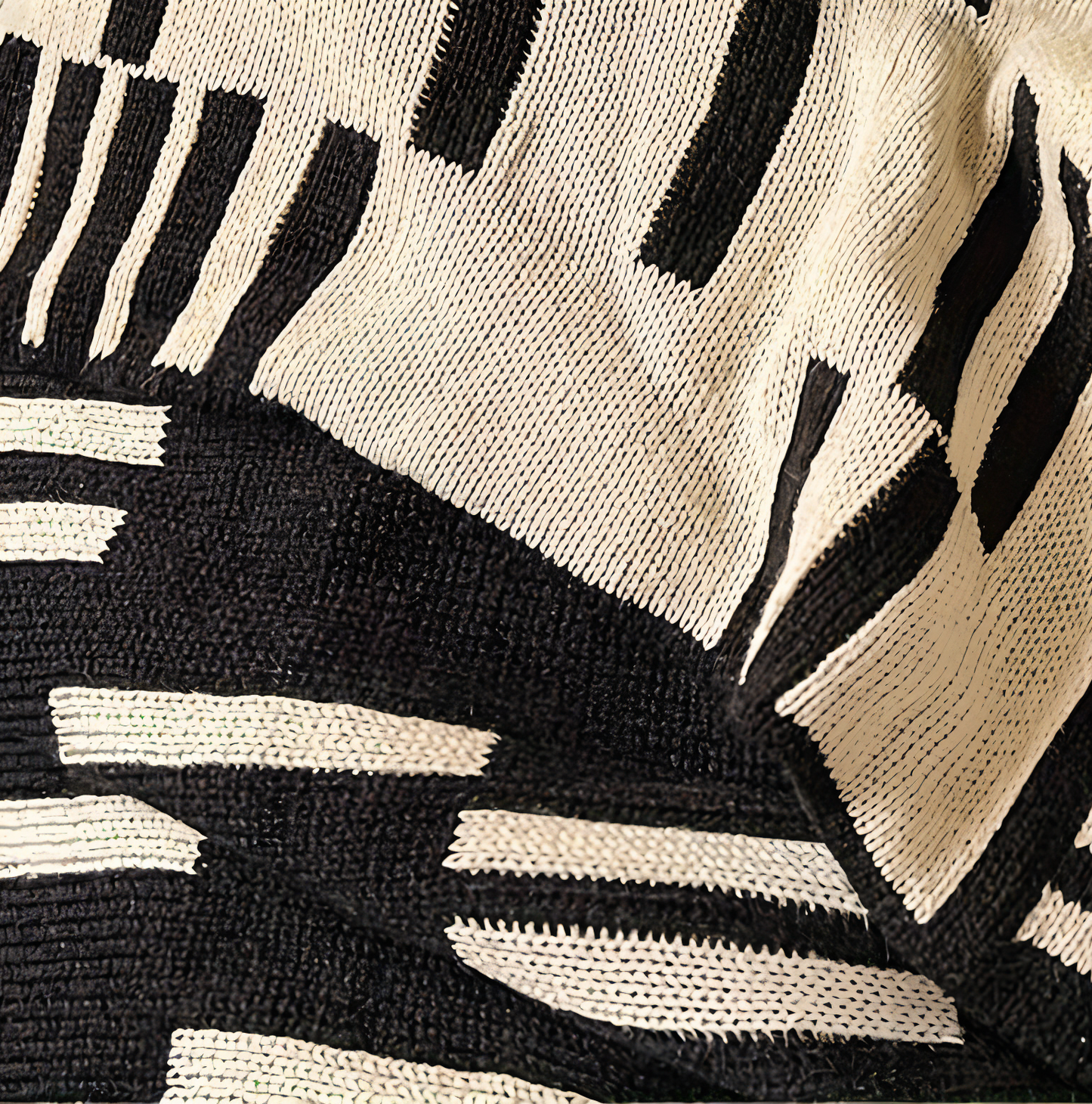 Neutral Dash Plaid - Schwarz Beige Acryl Fleece Decke - Strick Bettwurf