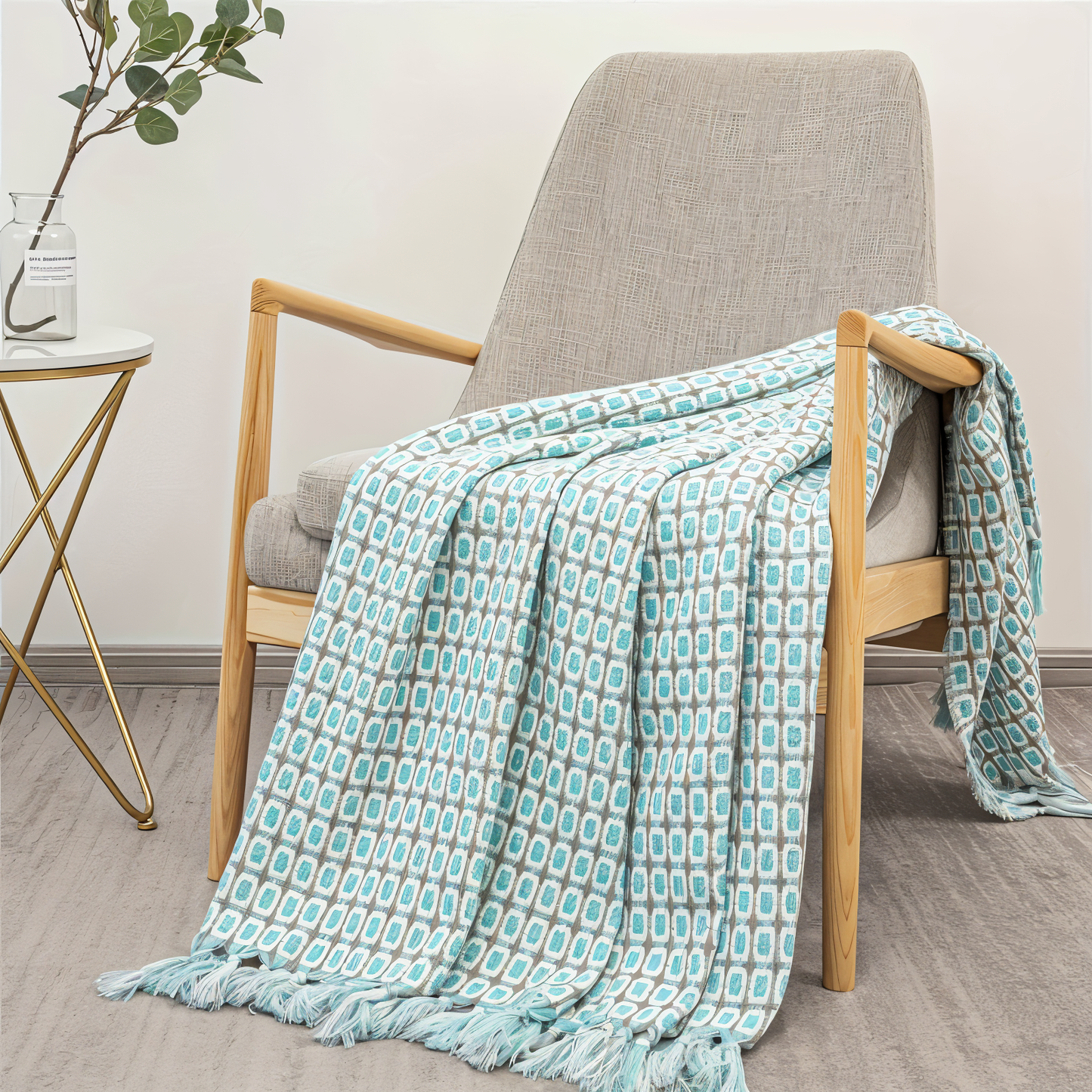 PeaKnit Plaid - Mehrzweckdecke - Lebendige Polyester Fleece-Decke mit Quaste