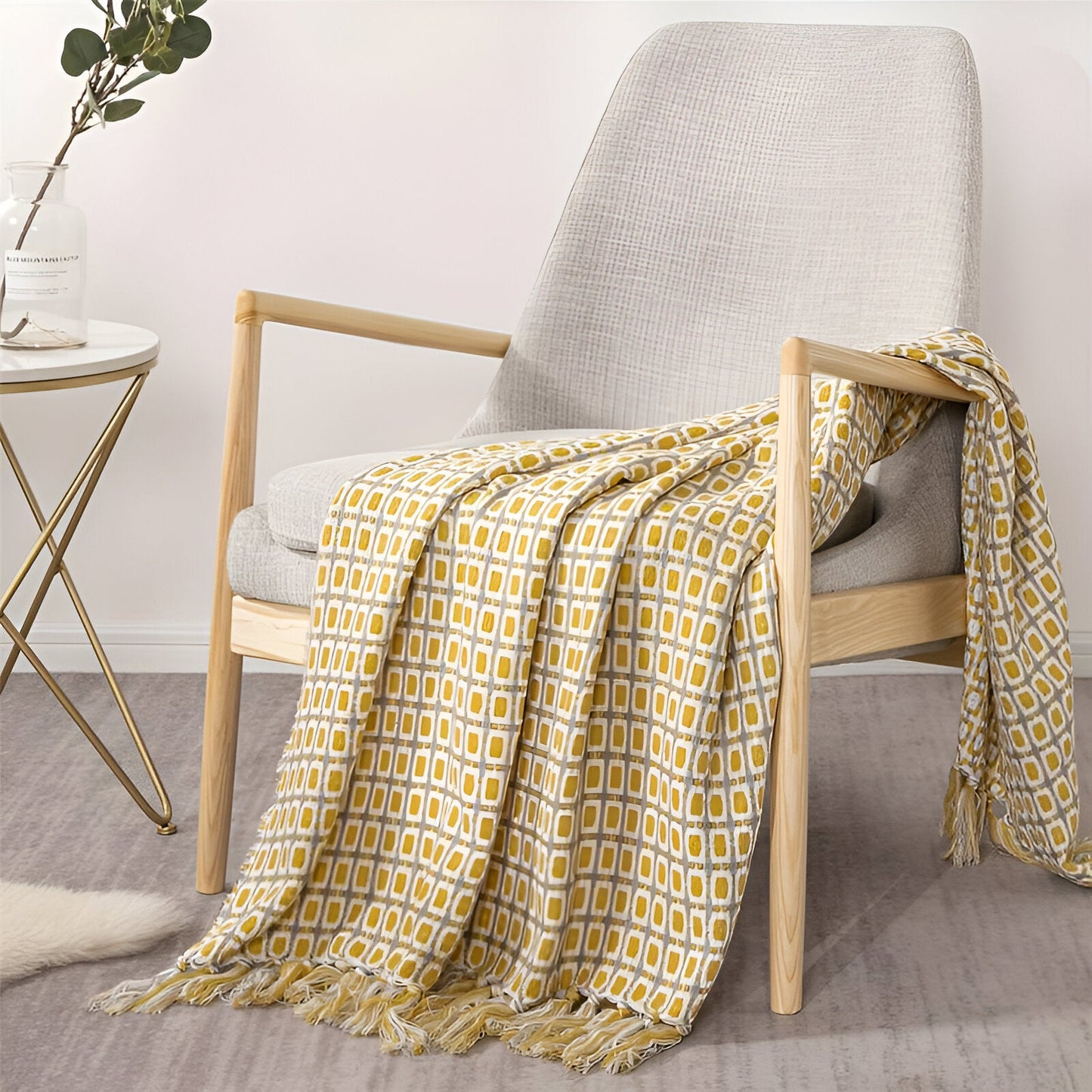 PeaKnit Plaid - Mehrzweckdecke - Lebendige Polyester Fleece-Decke mit Quaste