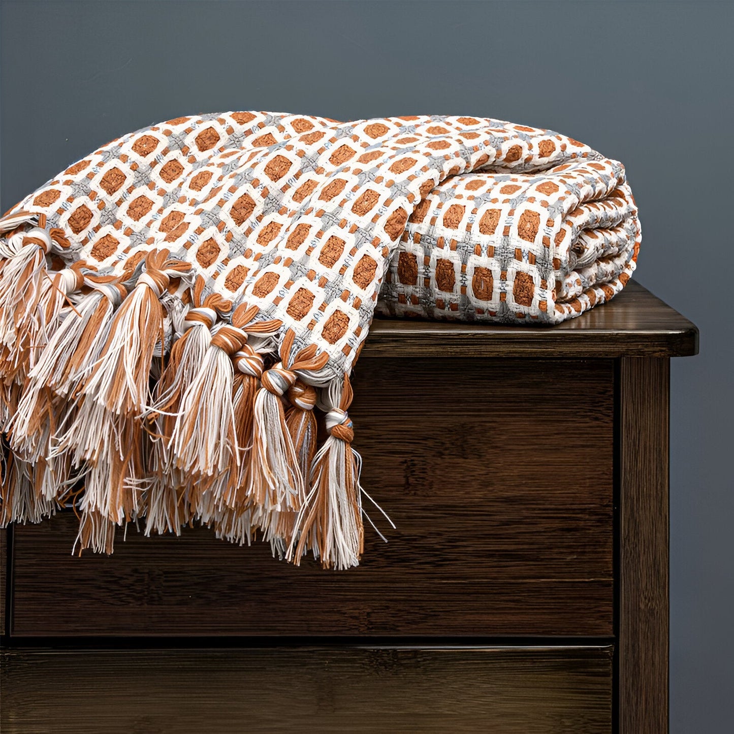 PeaKnit Plaid - Mehrzweckdecke - Lebendige Polyester Fleece-Decke mit Quaste