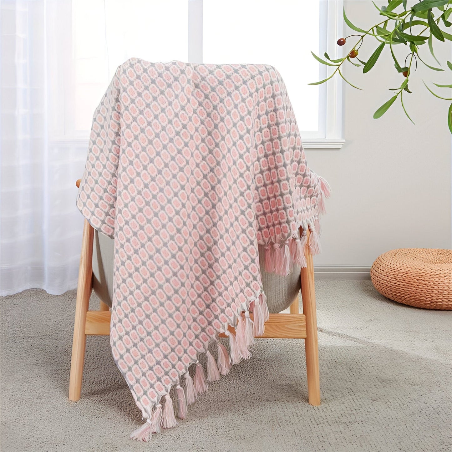 PeaKnit Plaid - Mehrzweckdecke - Lebendige Polyester Fleece-Decke mit Quaste