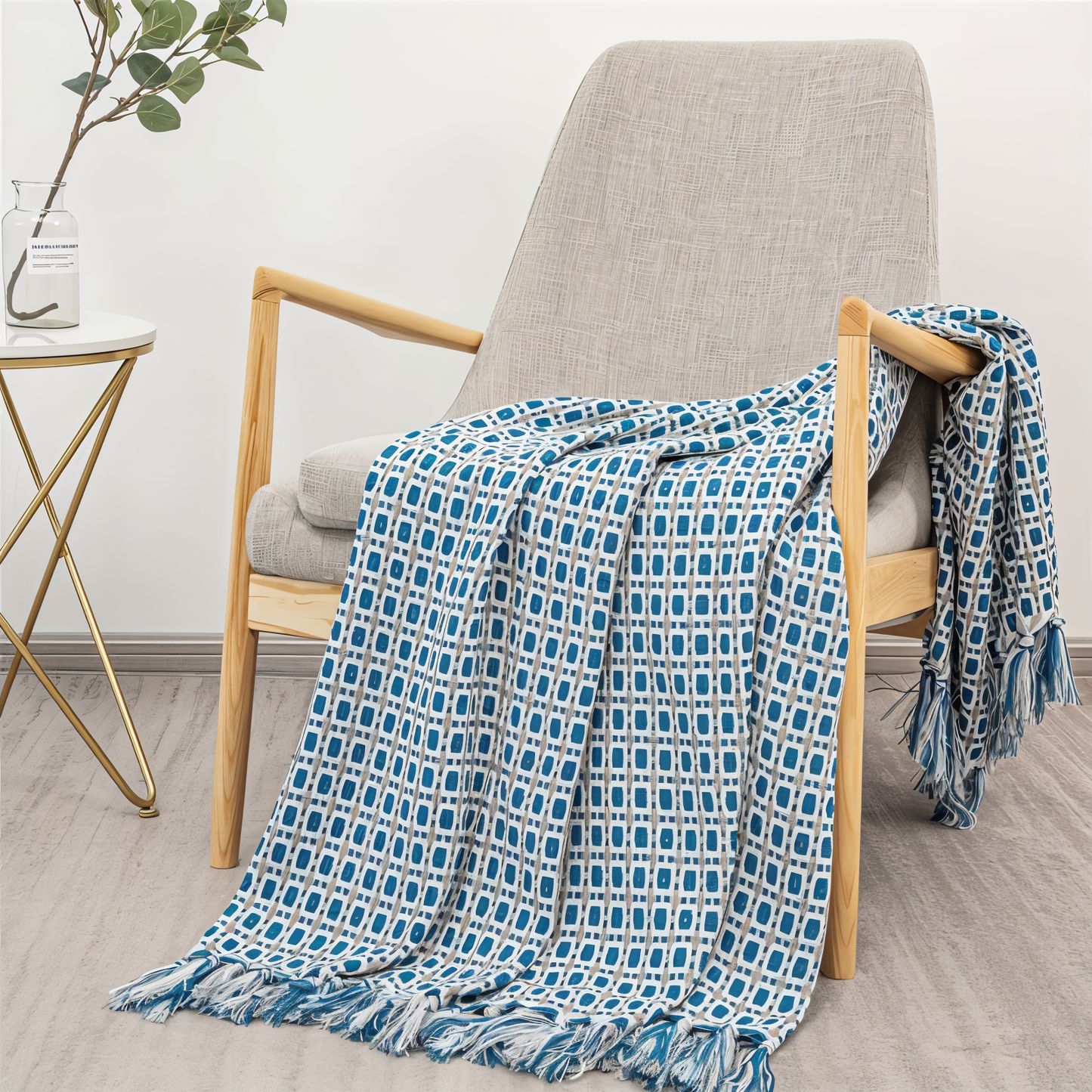 PeaKnit Plaid - Mehrzweckdecke - Lebendige Polyester Fleece-Decke mit Quaste