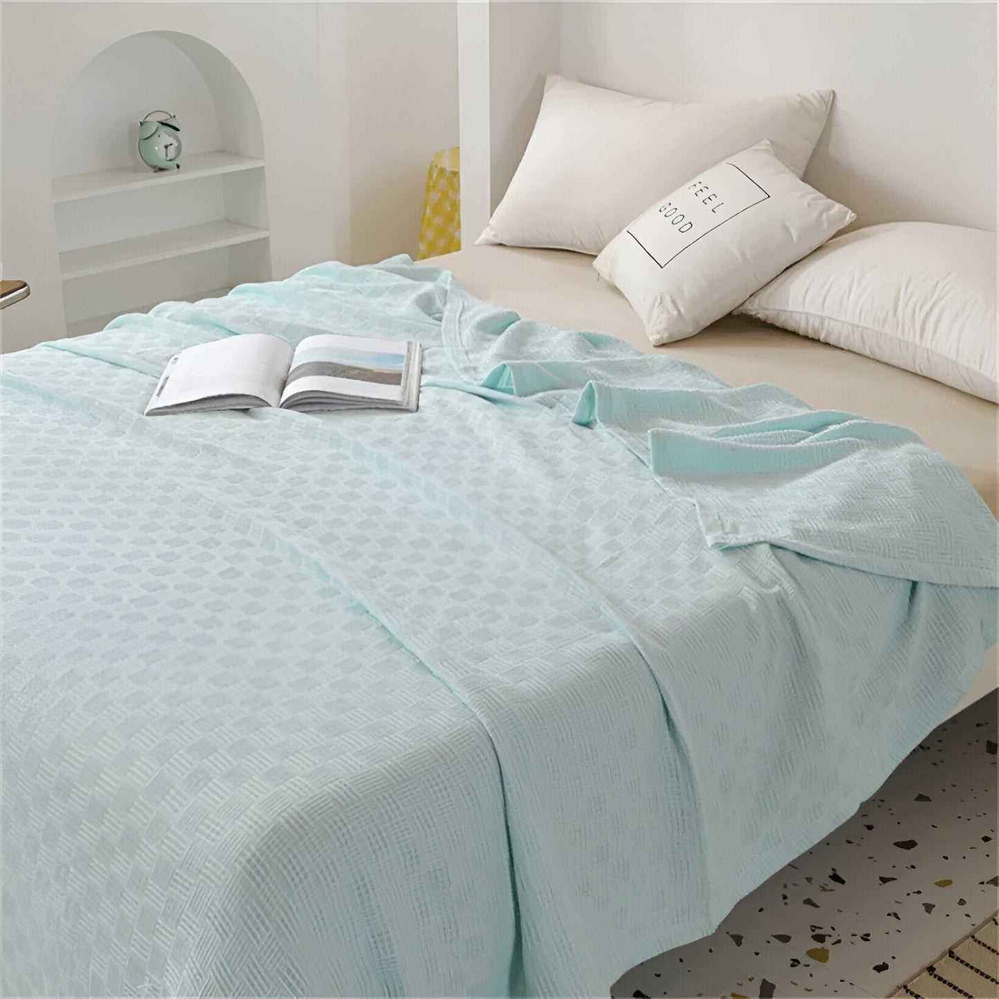 PlainPlush Plaid - Atmungsaktive Baumwolle Gestrickt Fleece Decke für Stilvollen Komfort