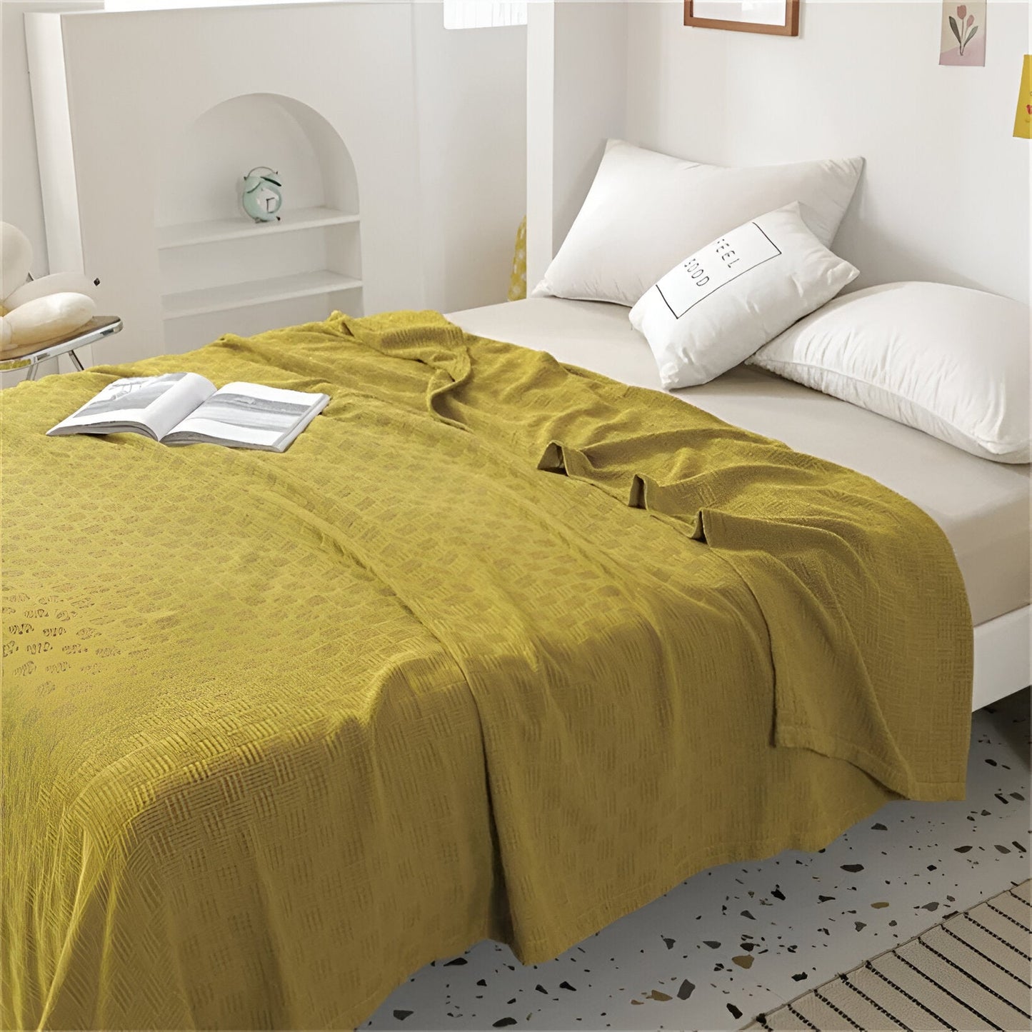 PlainPlush Plaid - Atmungsaktive Baumwolle Gestrickt Fleece Decke für Stilvollen Komfort