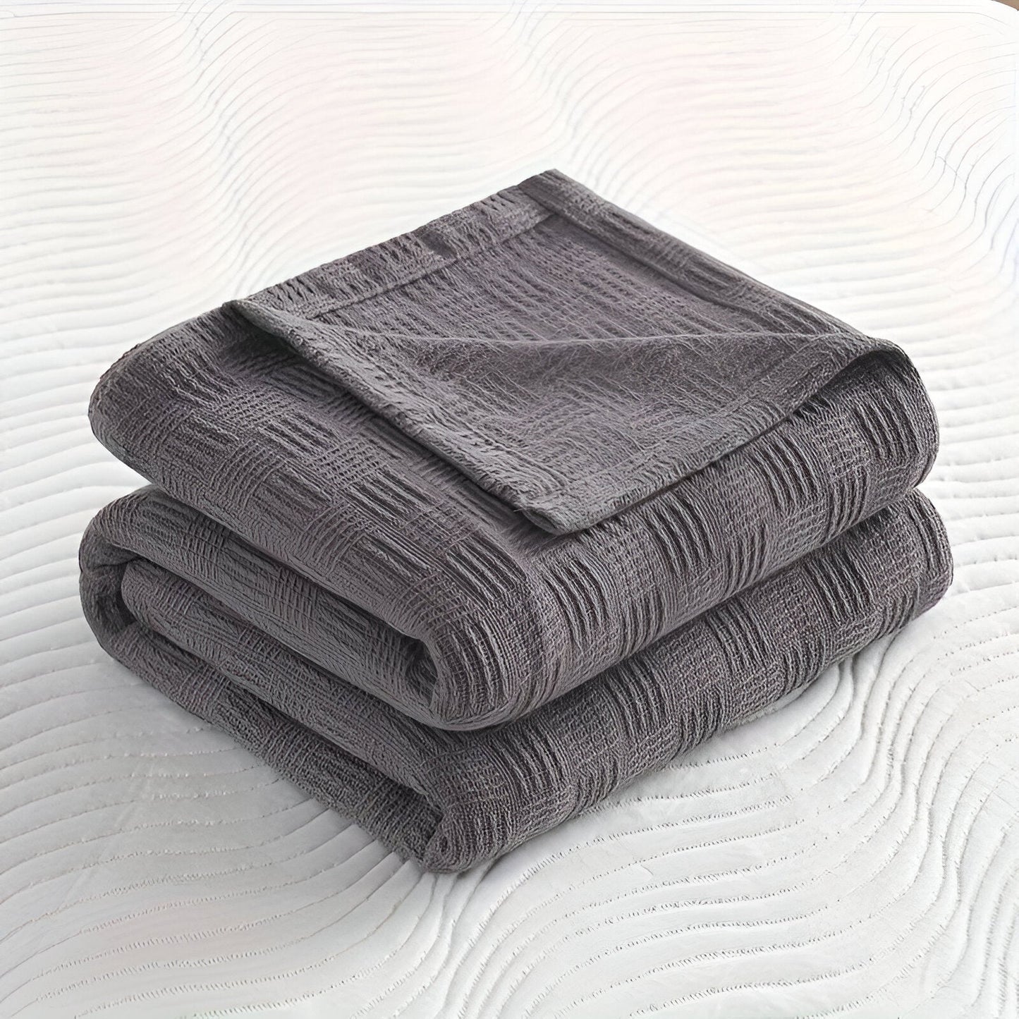 PlainPlush Plaid - Atmungsaktive Baumwolle Gestrickt Fleece Decke für Stilvollen Komfort