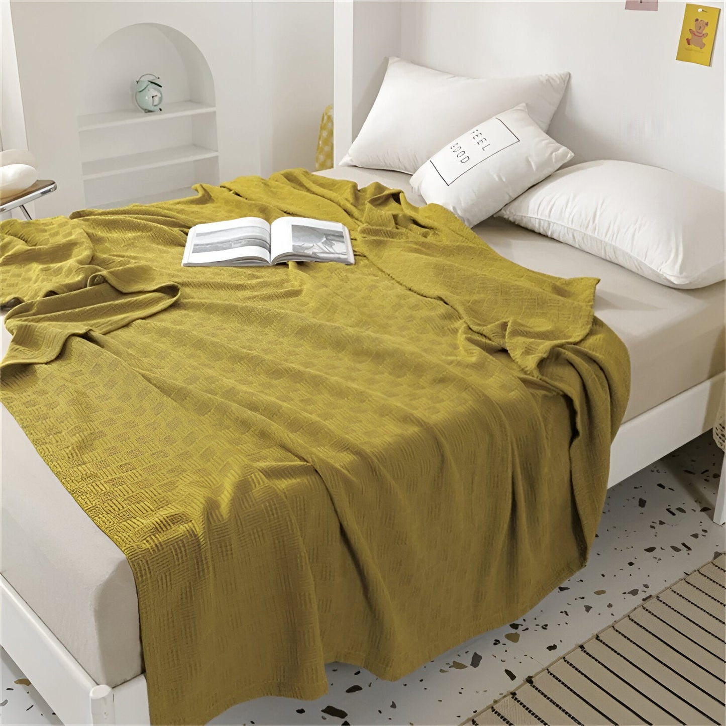 PlainPlush Plaid - Atmungsaktive Baumwolle Gestrickt Fleece Decke für Stilvollen Komfort