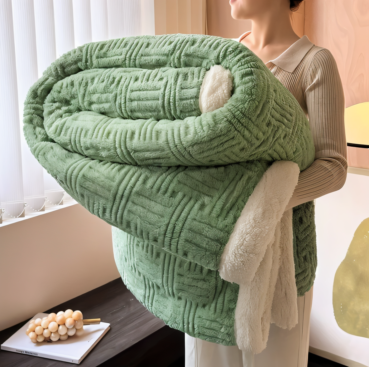Plüschige Doppelseitig Plaid - Geometrisch Gemusterte Fluffy Fleece Decke