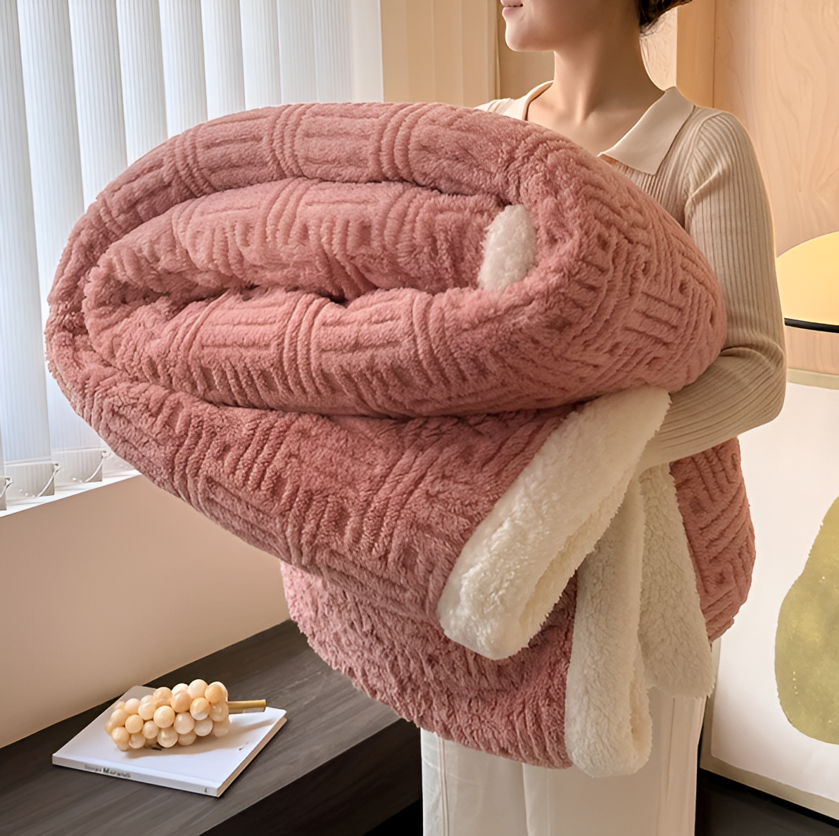Plüschige Doppelseitig Plaid - Geometrisch Gemusterte Fluffy Fleece Decke
