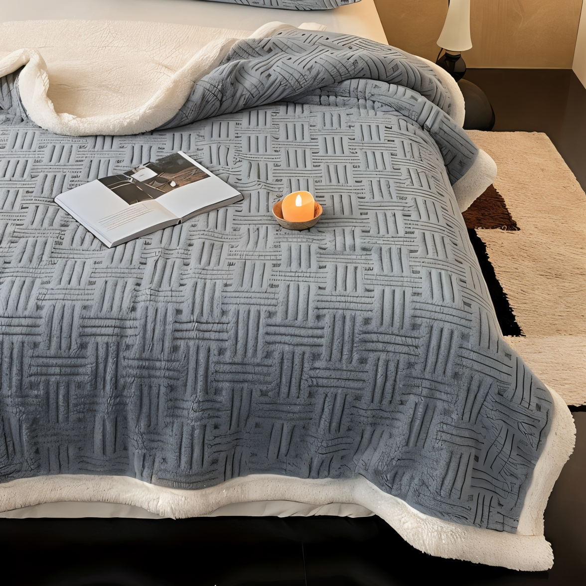 Plüschige Doppelseitig Plaid - Geometrisch Gemusterte Fluffy Fleece Decke