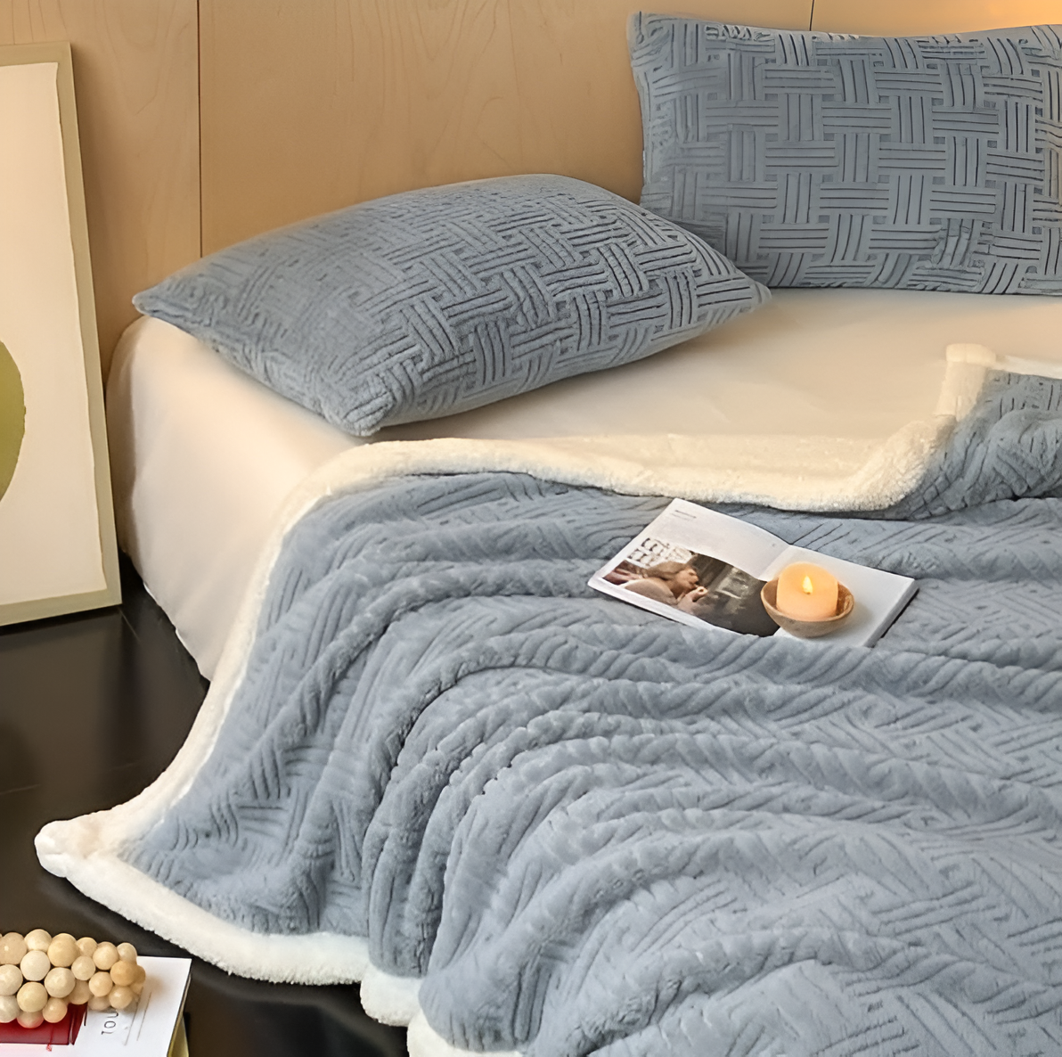 Plüschige Doppelseitig Plaid - Geometrisch Gemusterte Fluffy Fleece Decke