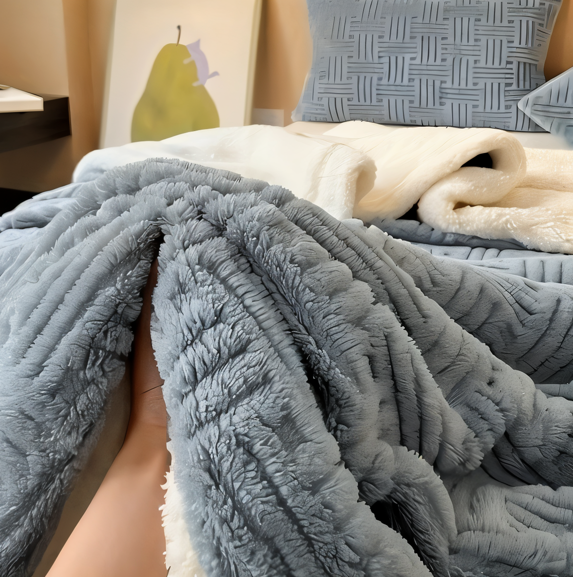 Plüschige Doppelseitig Plaid - Geometrisch Gemusterte Fluffy Fleece Decke