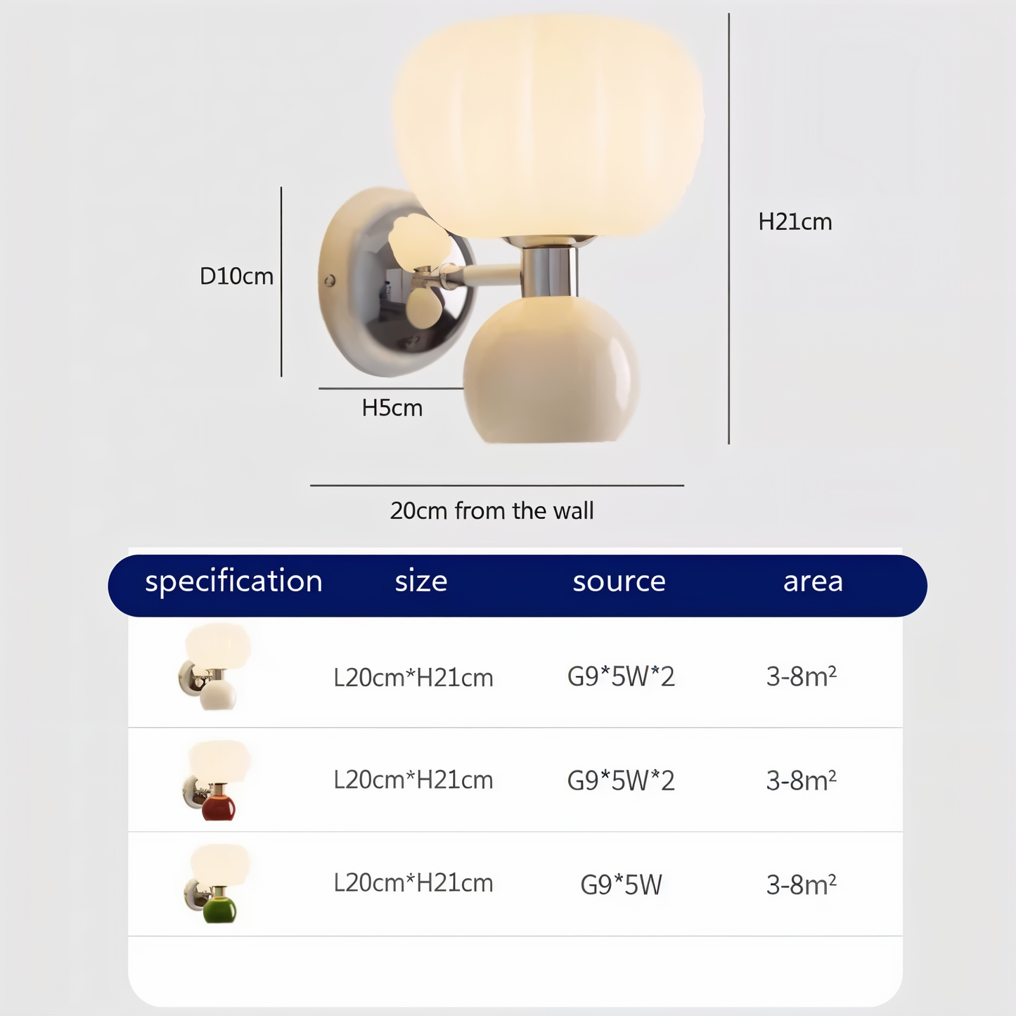 Pumpk Wandleuchte - Creme Kürbis Wandlampe - Wandlampe Design für Schlafzimmer - Minimalistische Wandleuchten LED