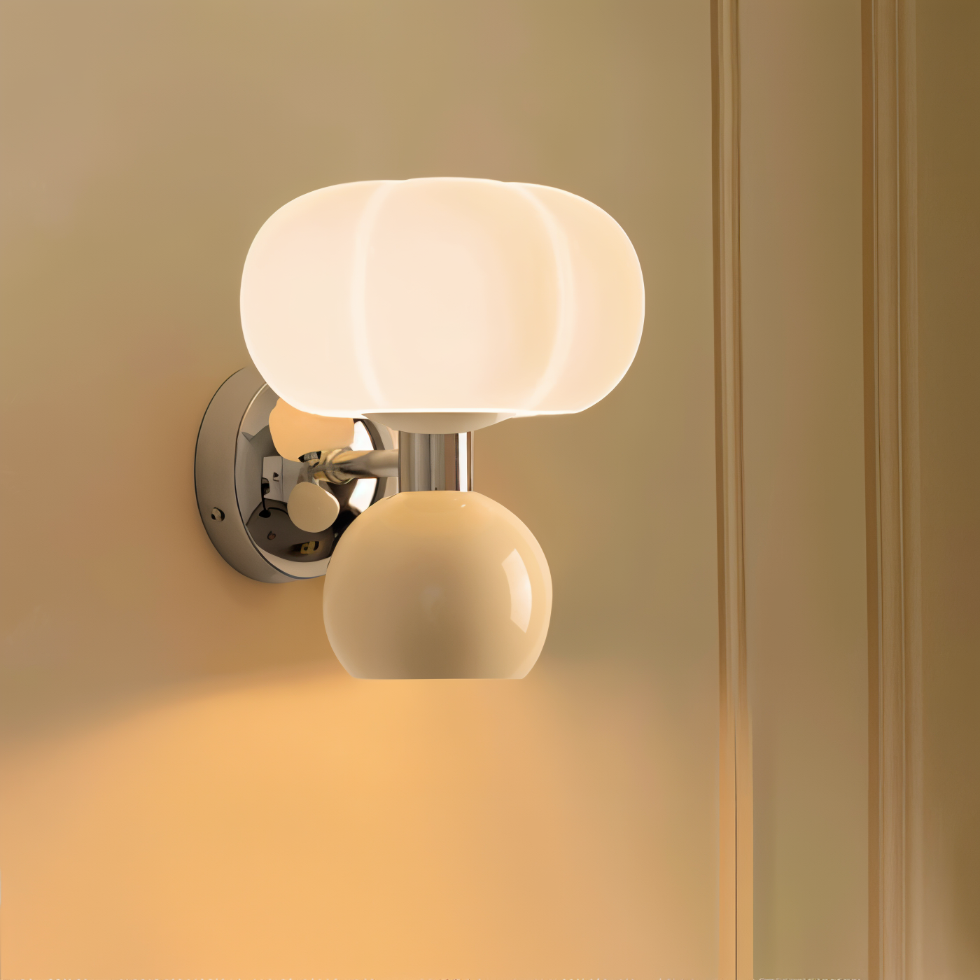 Pumpk Wandleuchte - Creme Kürbis Wandlampe - Wandlampe Design für Schlafzimmer - Minimalistische Wandleuchten LED