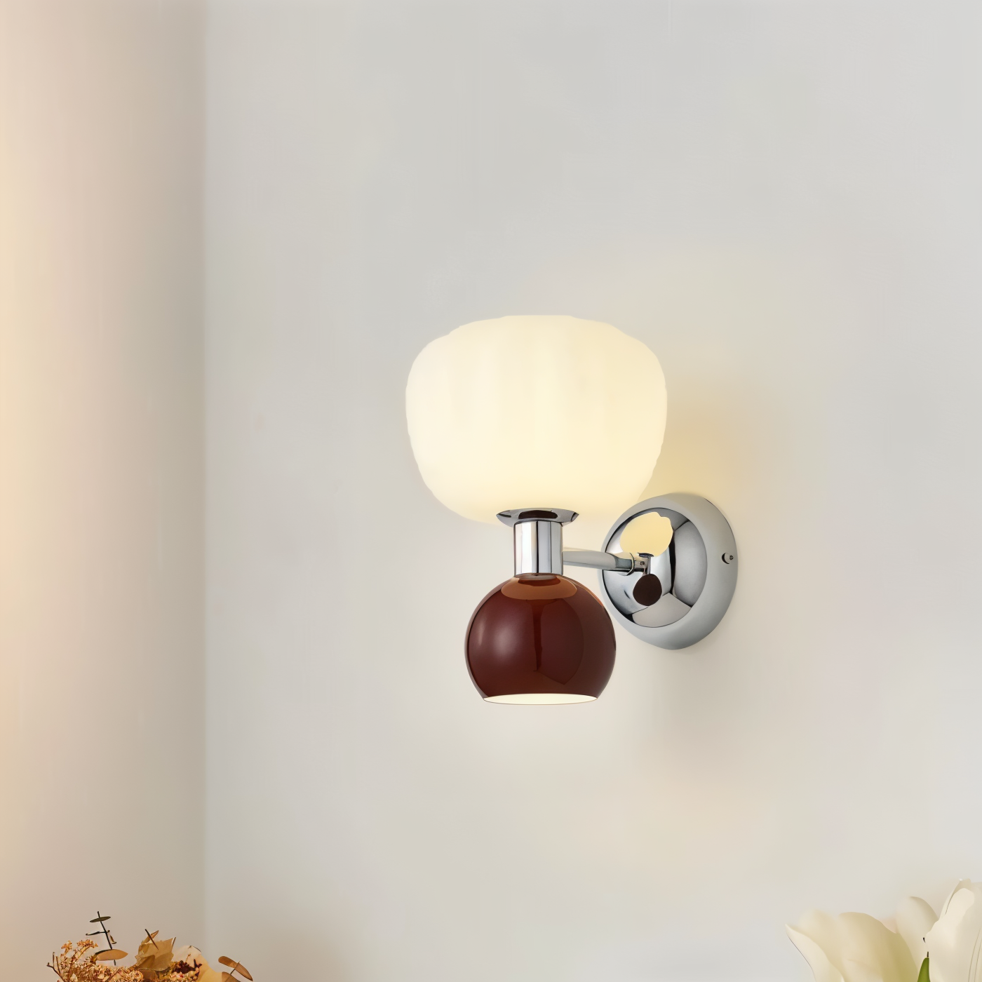 Pumpk Wandleuchte - Creme Kürbis Wandlampe - Wandlampe Design für Schlafzimmer - Minimalistische Wandleuchten LED