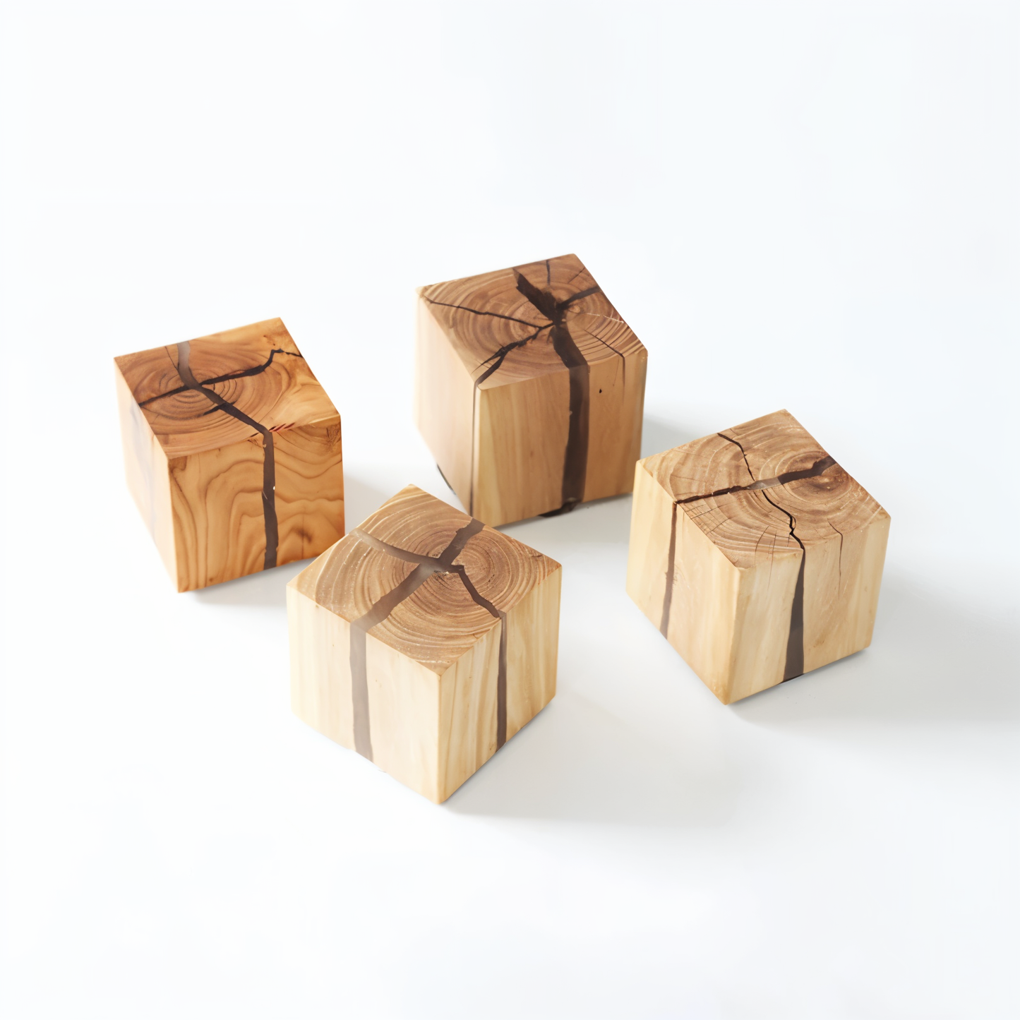 QuadCrackle Wandlicht - Handgefertigte Holz-Wandlampe mit künstlerischem Crackle-Design