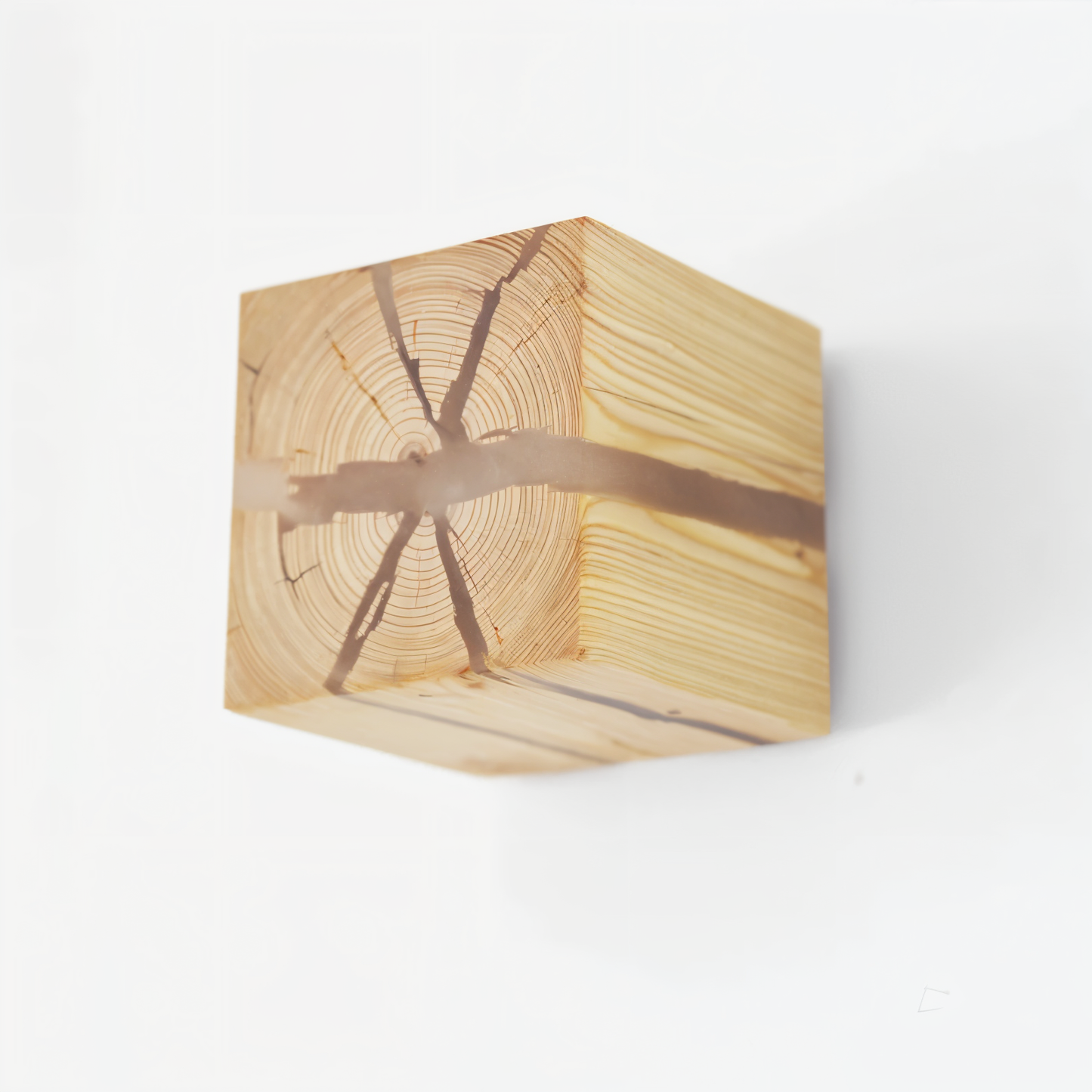 QuadCrackle Wandlicht - Handgefertigte Holz-Wandlampe mit künstlerischem Crackle-Design