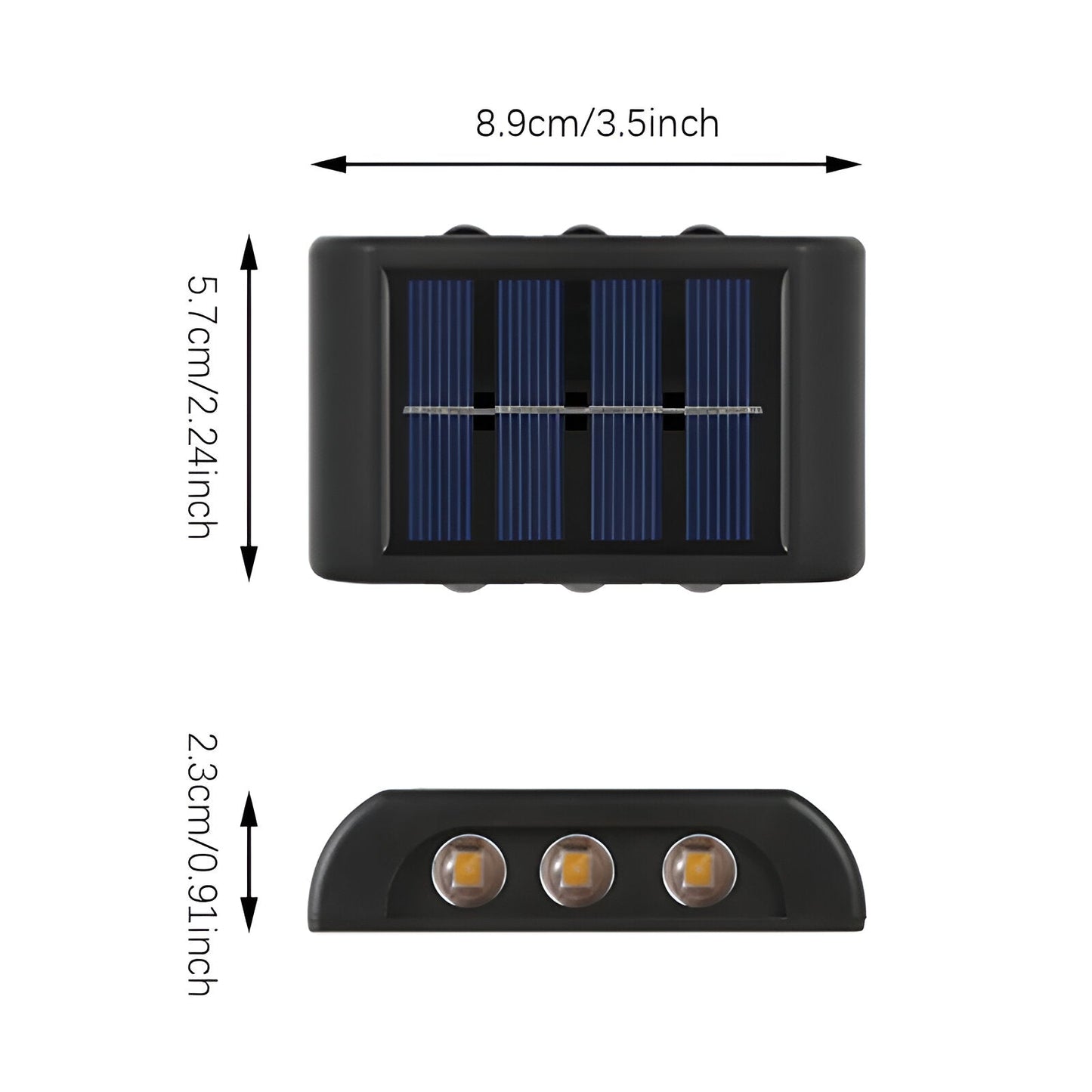 RectaSolaria Wandleuchte - 2/4 Stück IP65 Wasserdichte 6LED Solar Lampe Garten - Auf und Ab Außenbeleuchtung