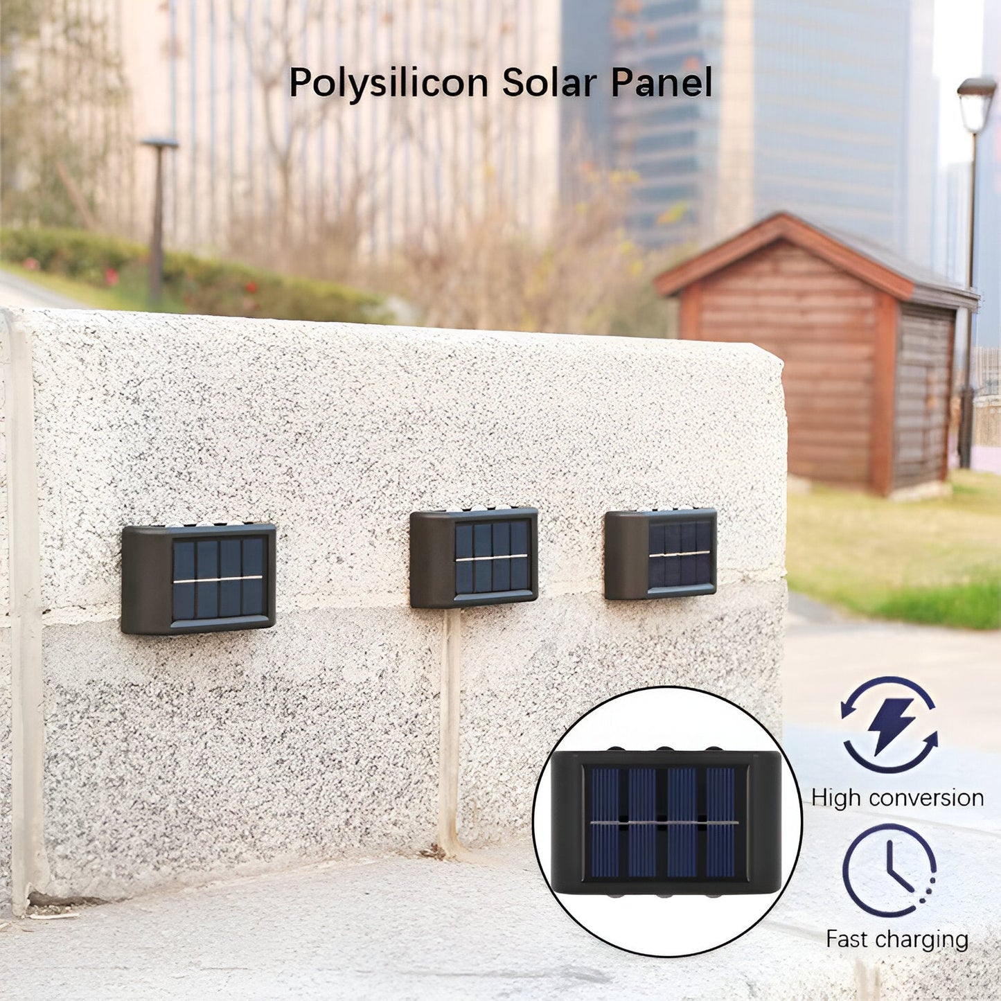 RectaSolaria Wandleuchte - 2/4 Stück IP65 Wasserdichte 6LED Solar Lampe Garten - Auf und Ab Außenbeleuchtung