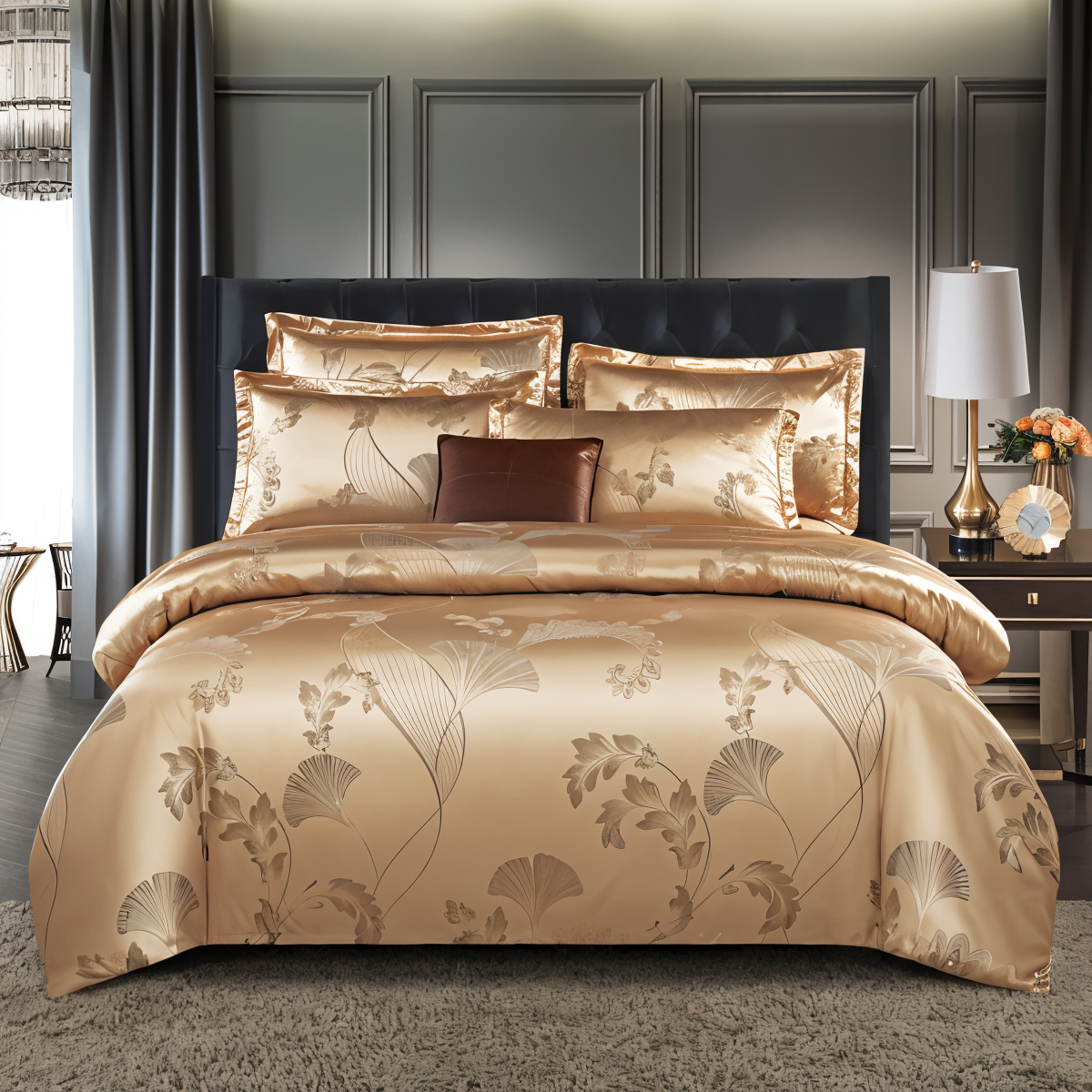 Satin Splendor Bettdecke - Bettbezug Satin - Premium Jacquard Bettwäsche - Europäisches Bettwäscheset