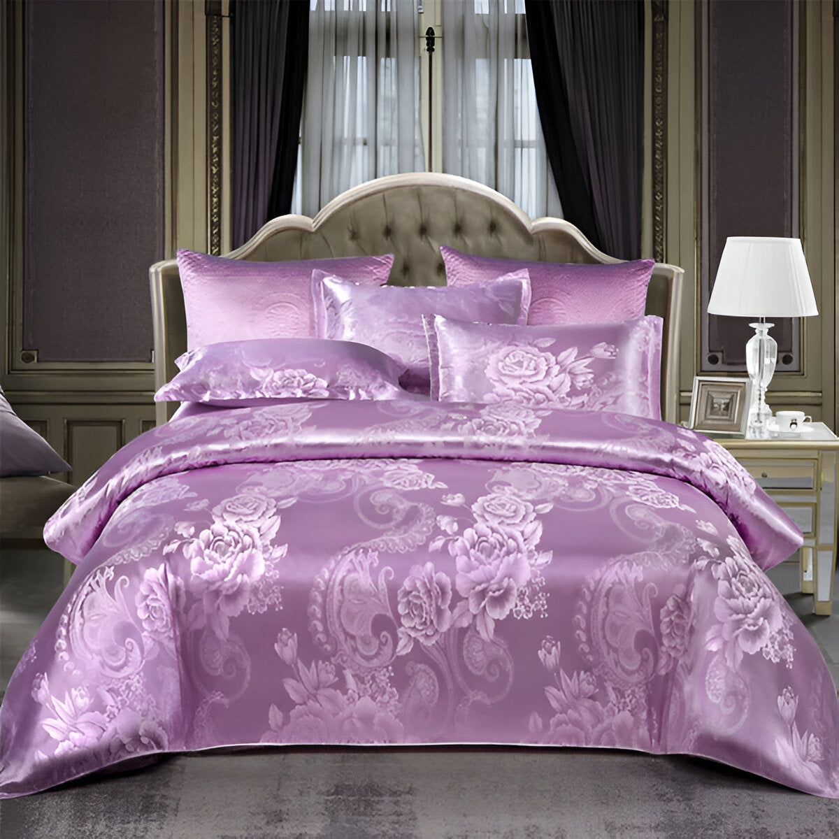 Satin Splendor Bettdecke - Bettbezug Satin - Premium Jacquard Bettwäsche - Europäisches Bettwäscheset