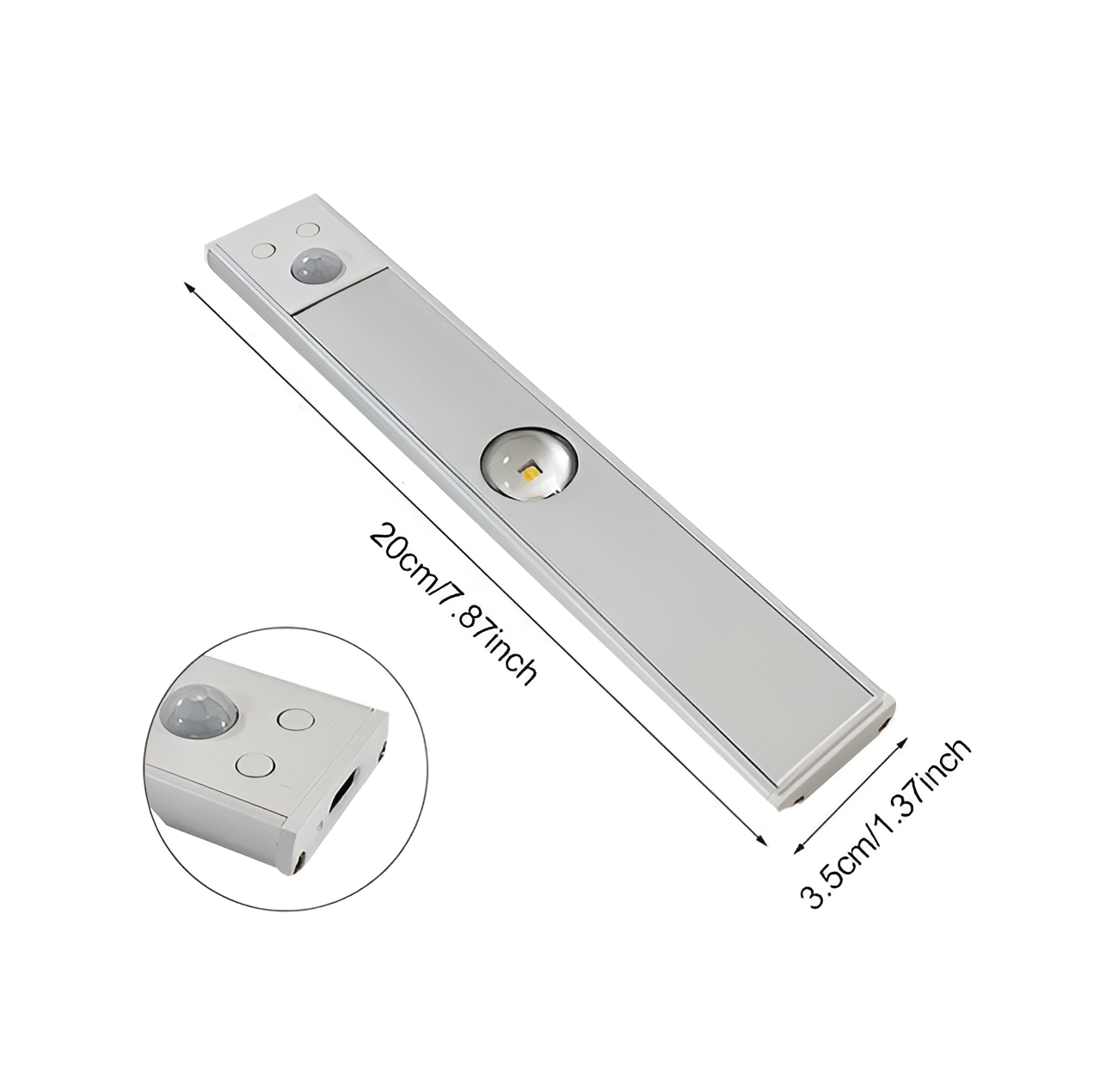 SensoBeam LED Strip - Ultra dünne, USB wiederaufladbare Aluminium Wandleuchte mit PIR Sensor