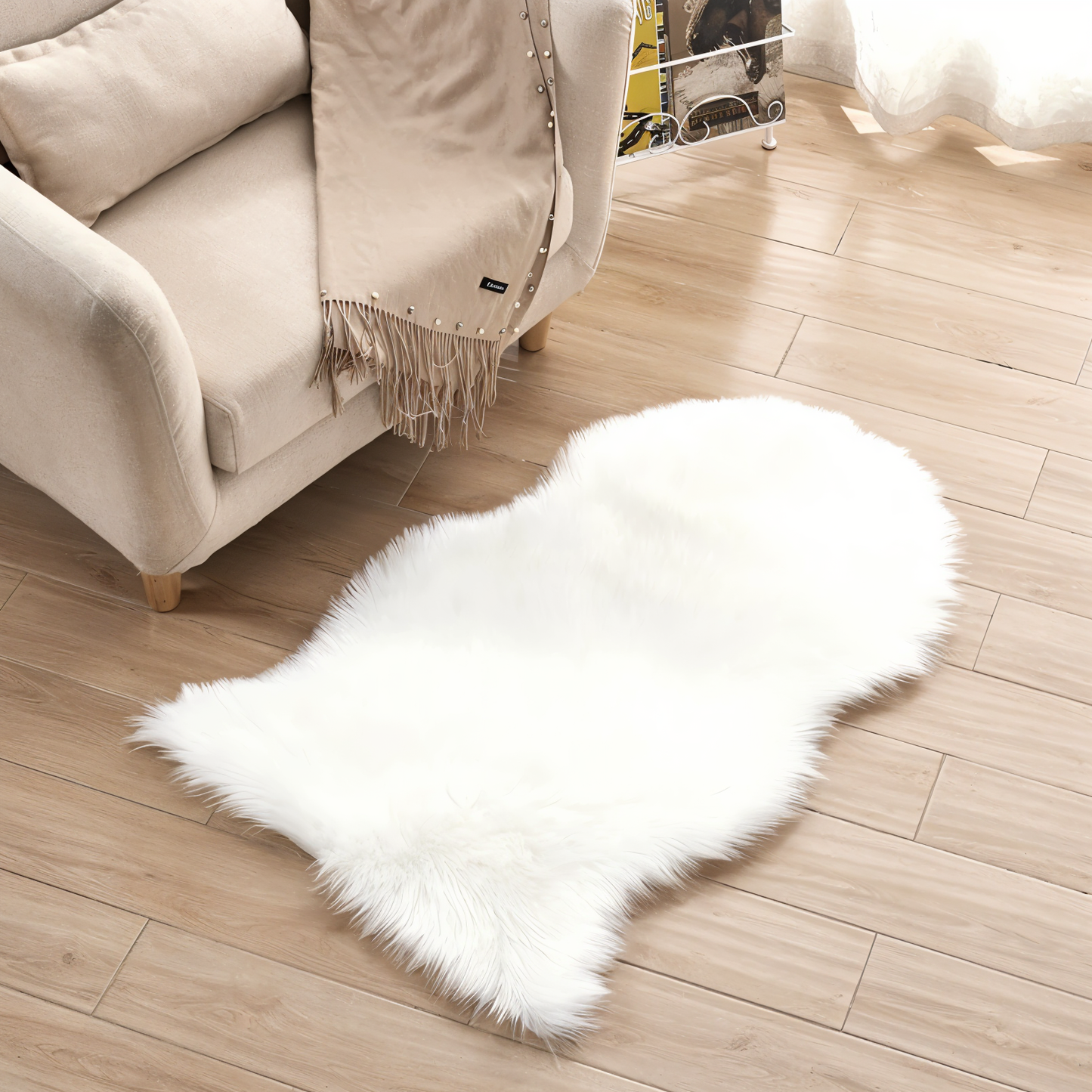 ShearLuxe - Ultra Fluffy Plüsch Weiß Schafsfell Kunstpelz Teppich