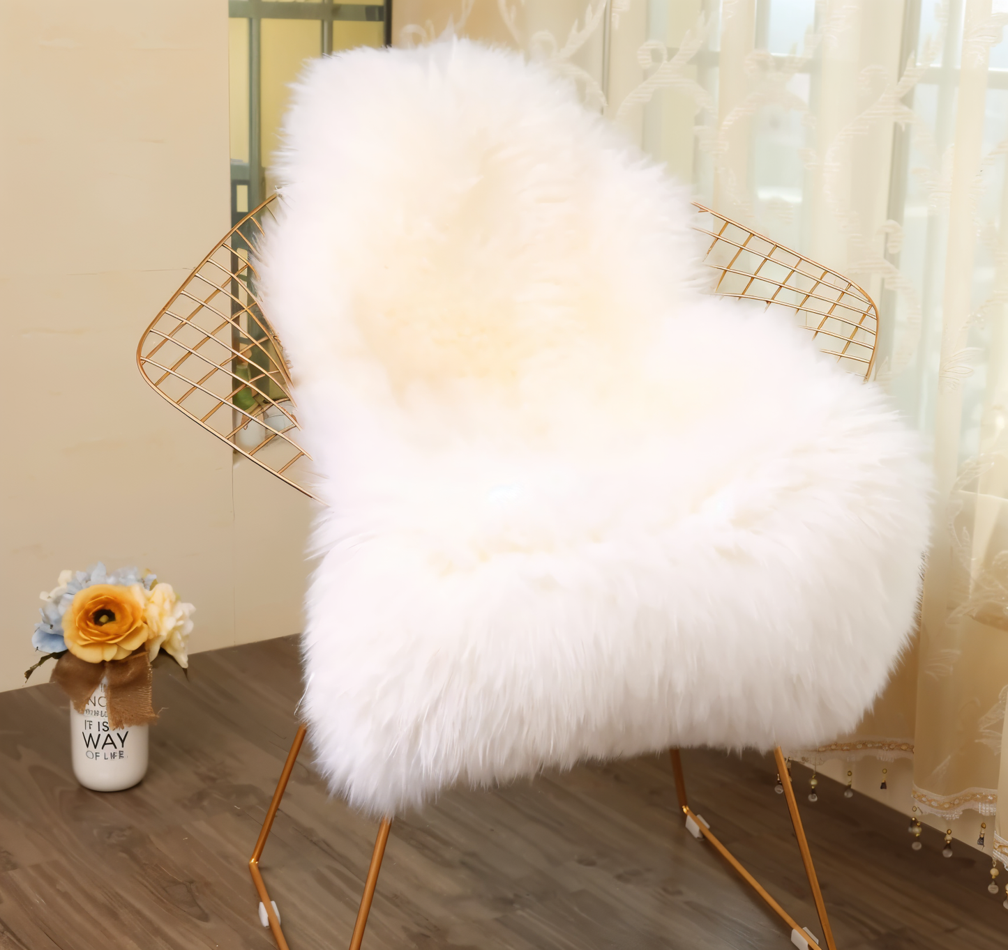 ShearLuxe - Ultra Fluffy Plüsch Weiß Schafsfell Kunstpelz Teppich