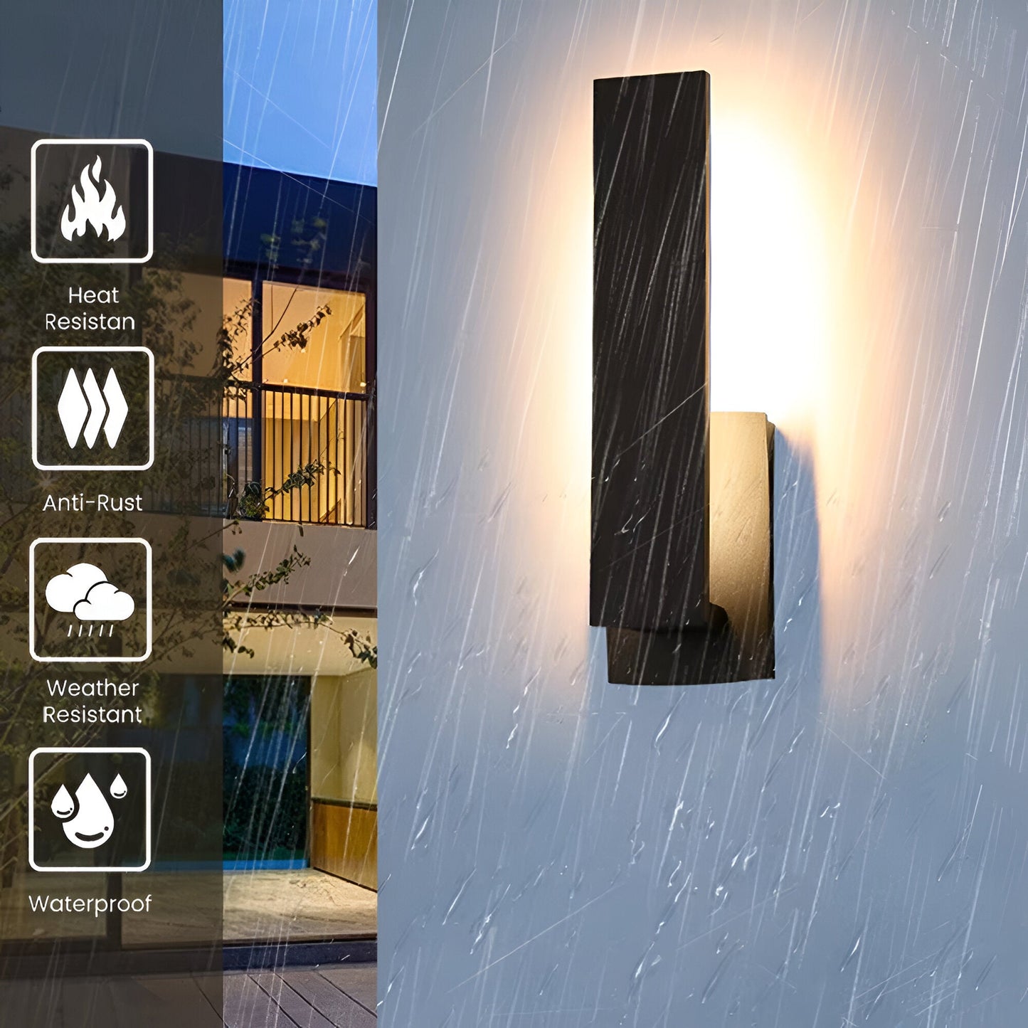 SimpliBlack Wandleuchte - Wasserdichte Aluminium Gartenbeleuchtung - Minimalistische Wandleuchte für Draußen