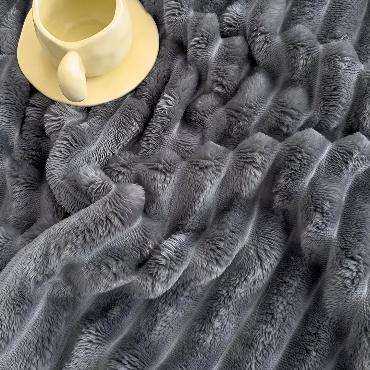 Streifenfaux-Plaid - Dicke gerippte Plüschdecke Grau Camel Fleece Decke - Weiche Kuscheldecke