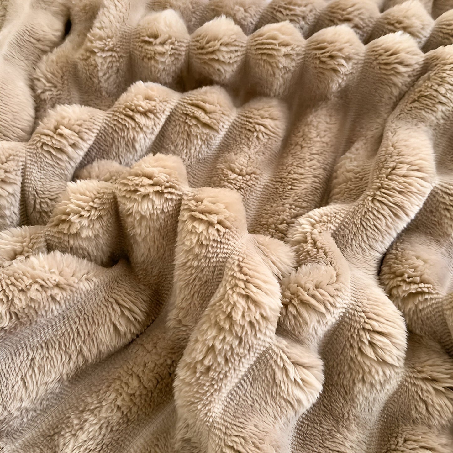 Streifenfaux-Plaid - Dicke gerippte Plüschdecke Grau Camel Fleece Decke - Weiche Kuscheldecke