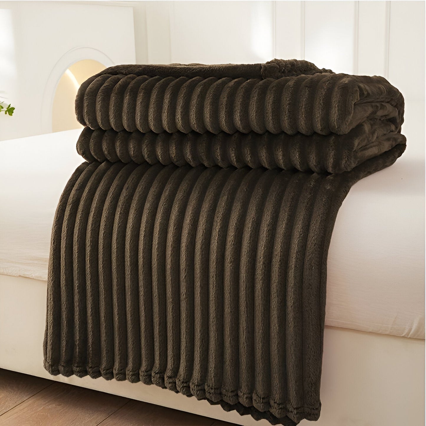 StripyLux Plaid - Weich, Atmungsaktiv Gerippte Fleece Decke - Dicke Plüsch Werfen Decke
