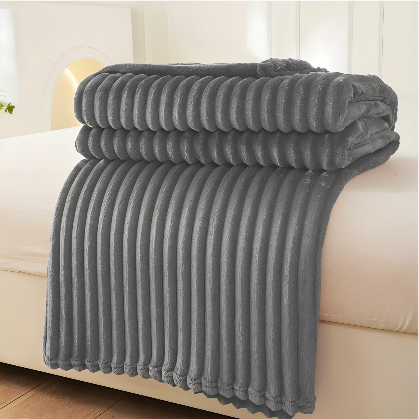 StripyLux Plaid - Weich, Atmungsaktiv Gerippte Fleece Decke - Dicke Plüsch Werfen Decke