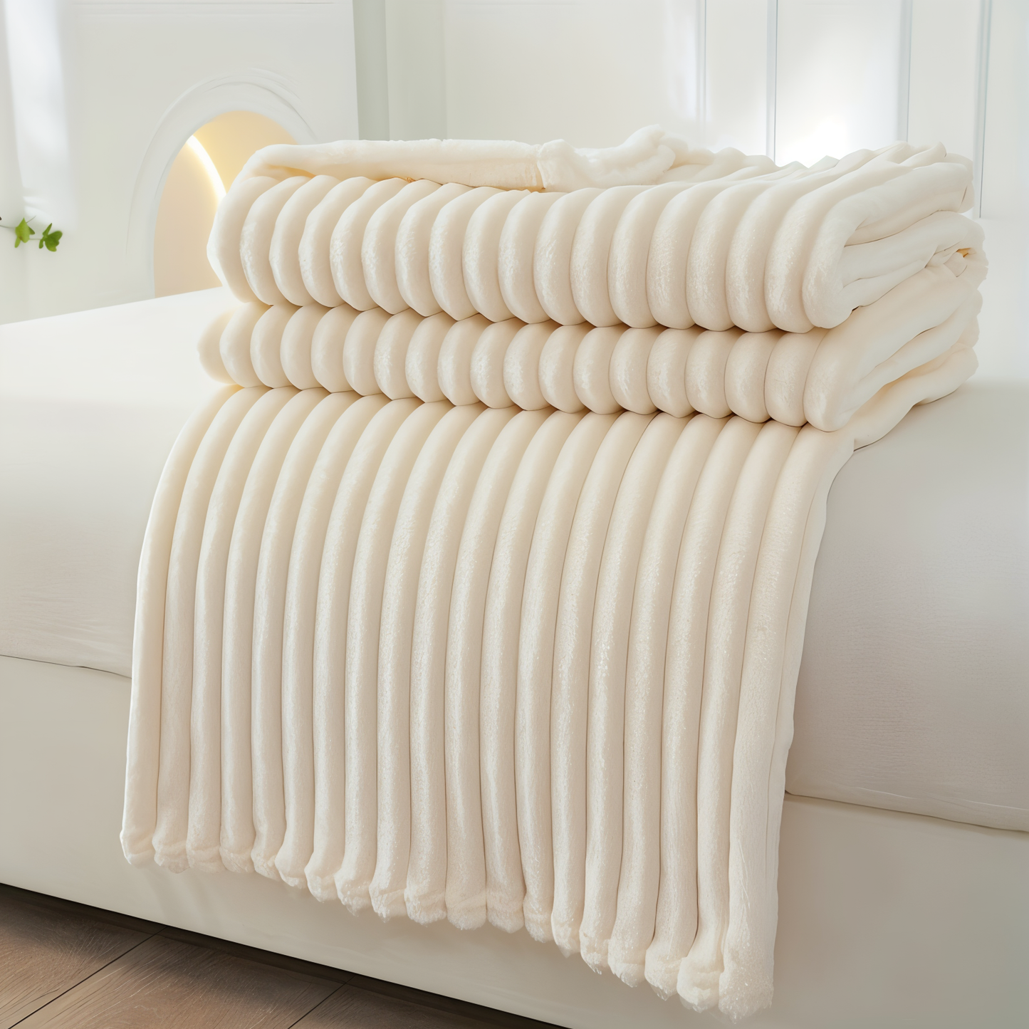 StripyLux Plaid - Weich, Atmungsaktiv Gerippte Fleece Decke - Dicke Plüsch Werfen Decke